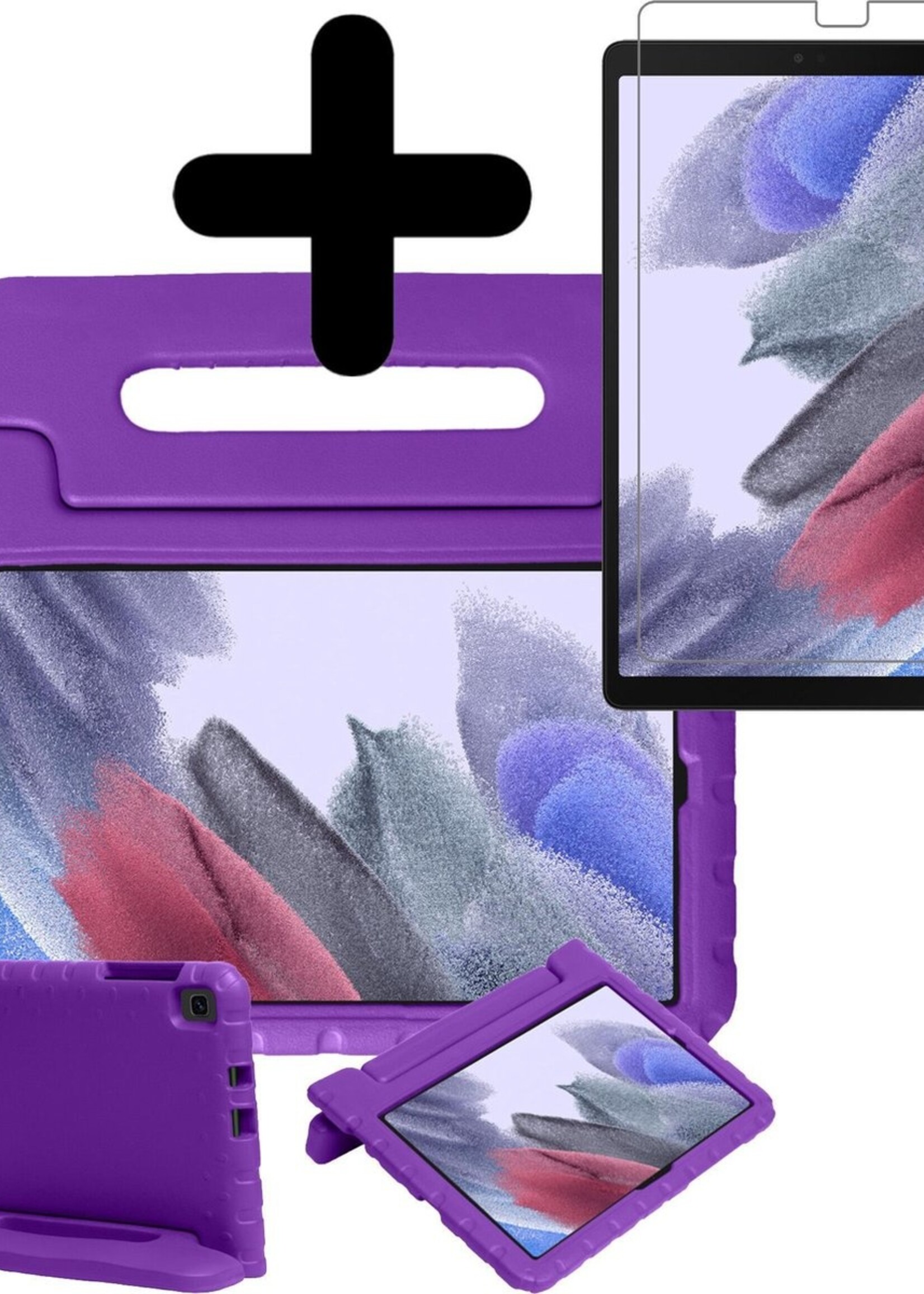 BTH Kinderhoes Geschikt voor Samsung Galaxy Tab A7 Lite Hoes Kinder Hoesje Kids Case Cover Kidsproof Met Screenprotector - Hoesje Geschikt voor Samsung Tab A7 Lite Hoesje Kinder Hoes - Paars