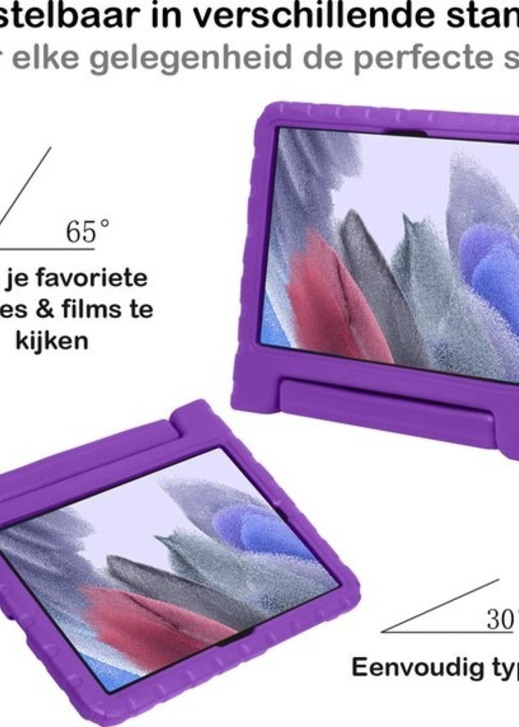 BTH Kinderhoes Geschikt voor Samsung Galaxy Tab A7 Lite Hoes Kinder Hoesje Kids Case Cover Kidsproof Met Screenprotector - Hoesje Geschikt voor Samsung Tab A7 Lite Hoesje Kinder Hoes - Paars