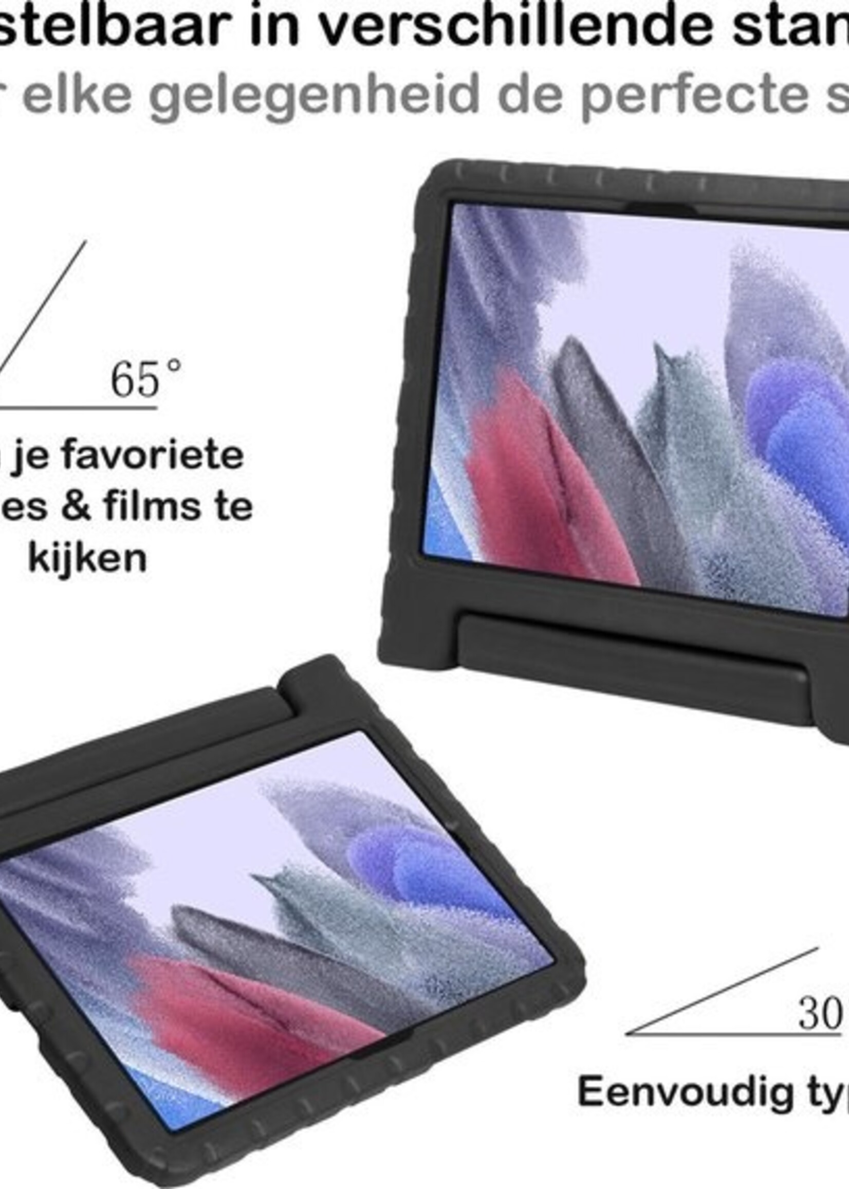 BTH Kinderhoes Geschikt voor Samsung Galaxy Tab A7 Lite Hoes Kinder Hoesje Kids Case Cover Kidsproof Met Screenprotector - Hoesje Geschikt voor Samsung Tab A7 Lite Hoesje Kinder Hoes - Zwart