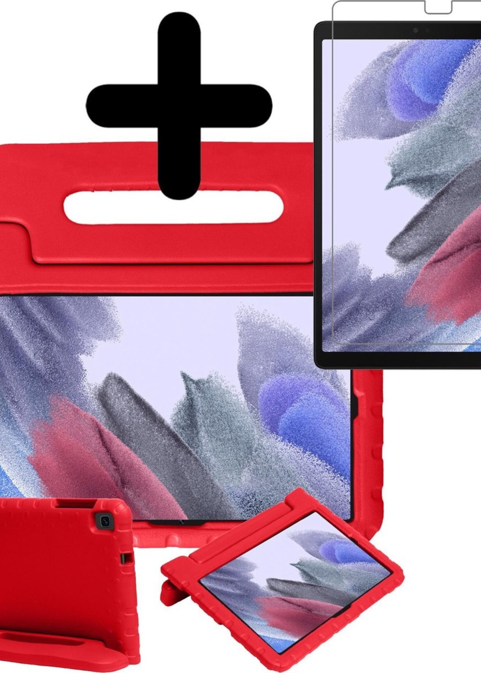 BTH Kinderhoes Geschikt voor Samsung Galaxy Tab A7 Lite Hoes Kinder Hoesje Kids Case Cover Kidsproof Met Screenprotector - Hoesje Geschikt voor Samsung Tab A7 Lite Hoesje Kinder Hoes - Rood