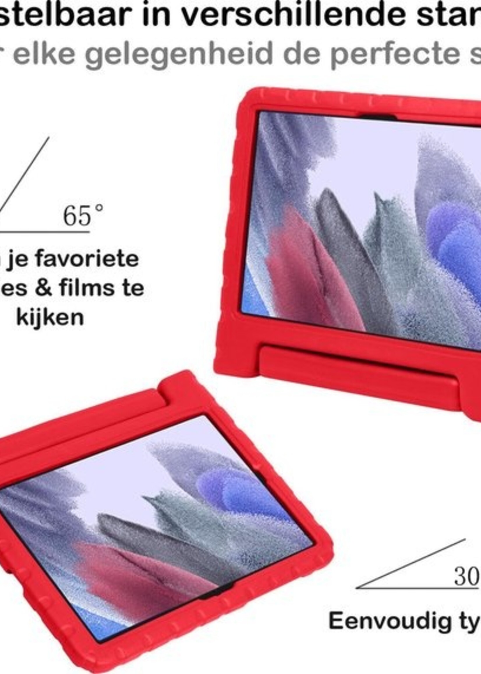BTH Kinderhoes Geschikt voor Samsung Galaxy Tab A7 Lite Hoes Kinder Hoesje Kids Case Cover Kidsproof Met Screenprotector - Hoesje Geschikt voor Samsung Tab A7 Lite Hoesje Kinder Hoes - Rood