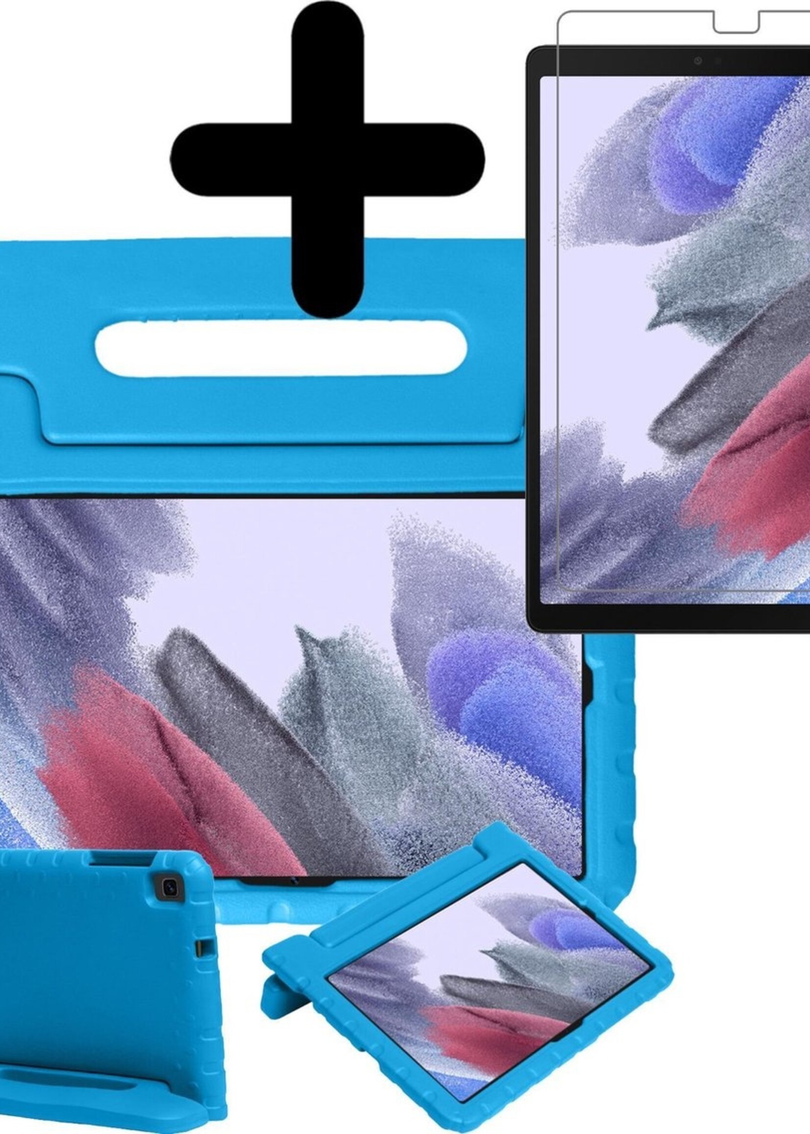BTH Kinderhoes Geschikt voor Samsung Galaxy Tab A7 Lite Hoes Kinder Hoesje Kids Case Cover Kidsproof Met Screenprotector - Hoesje Geschikt voor Samsung Tab A7 Lite Hoesje Kinder Hoes - Blauw