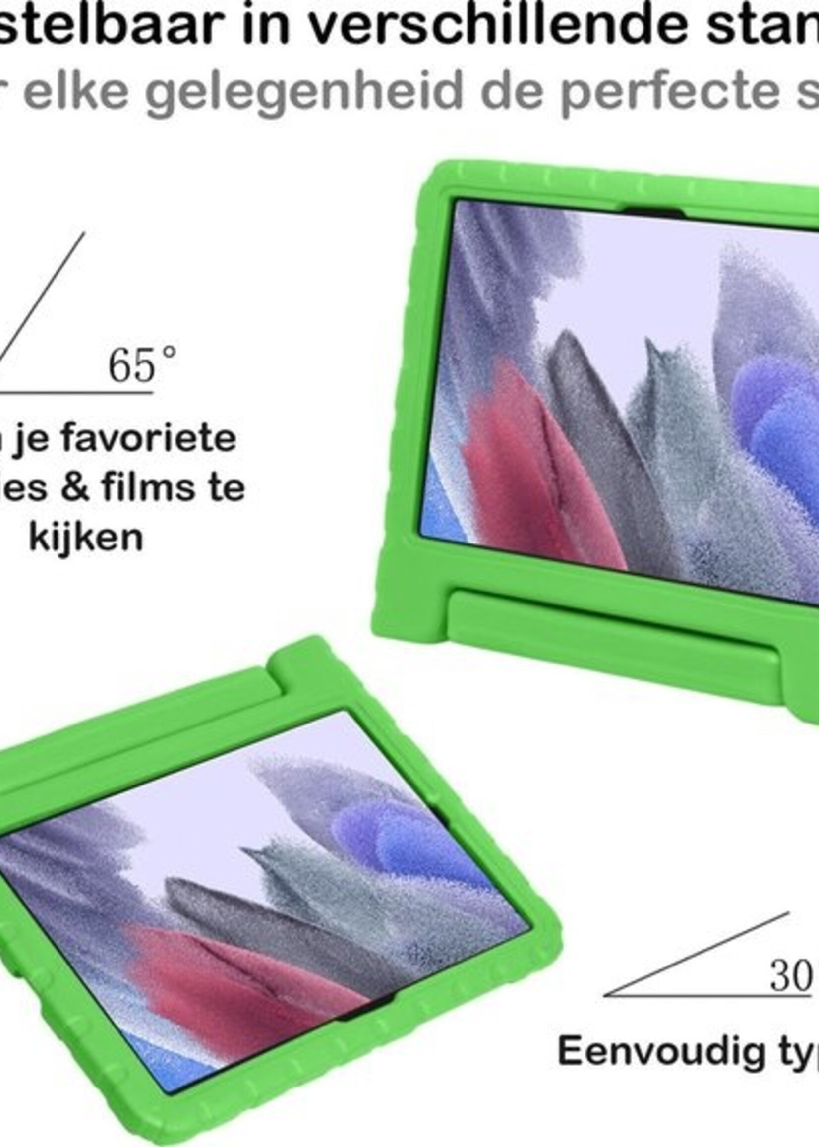 BTH Kinderhoes Geschikt voor Samsung Galaxy Tab A7 Lite Hoes Kinder Hoesje Kids Case Cover Kidsproof Met 2x Screenprotector - Hoesje Geschikt voor Samsung Tab A7 Lite Hoesje Kinder Hoes - Groen