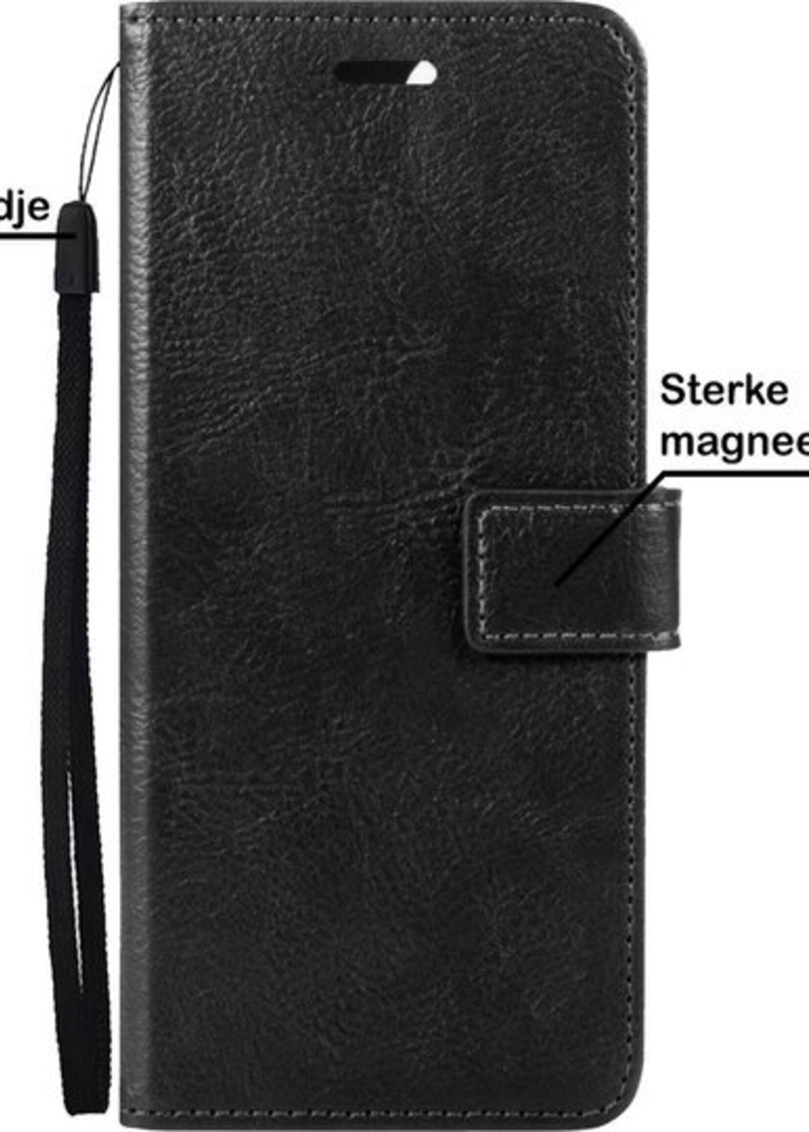 BTH Hoesje Geschikt voor Samsung A22 4G Hoesje Book Case Hoes Portemonnee Cover Walletcase Met Screenprotector - Hoes Geschikt voor Samsung Galaxy A22 4G Hoes Bookcase Hoesje - Zwart