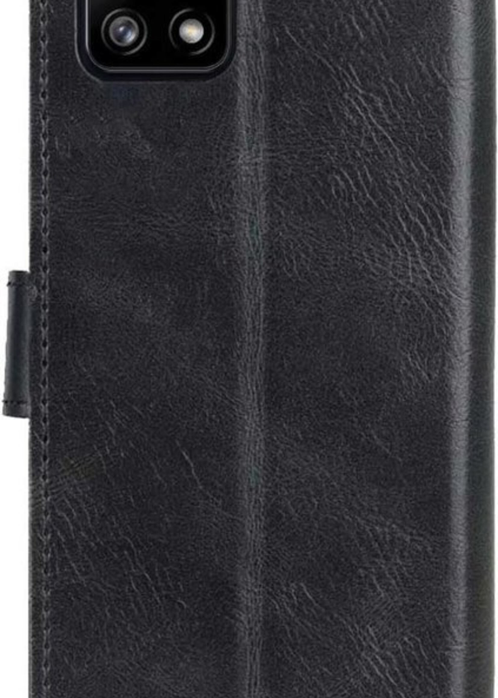 BTH Hoesje Geschikt voor Samsung A22 4G Hoesje Book Case Hoes Portemonnee Cover Walletcase Met Screenprotector - Hoes Geschikt voor Samsung Galaxy A22 4G Hoes Bookcase Hoesje - Zwart