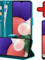 BTH BTH Samsung Galaxy A22 4G Hoesje Bookcase Turquoise Met Screenprotector