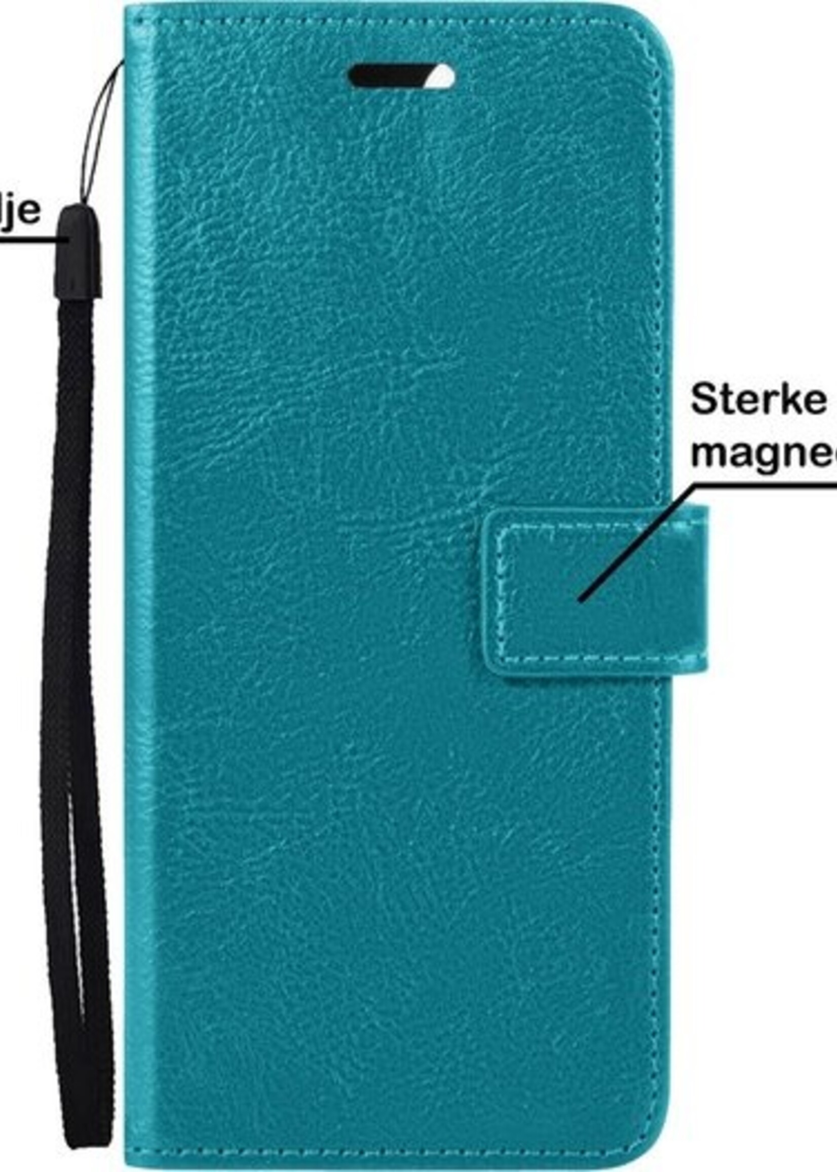 BTH Hoesje Geschikt voor Samsung A22 4G Hoesje Book Case Hoes Portemonnee Cover Walletcase Met Screenprotector - Hoes Geschikt voor Samsung Galaxy A22 4G Hoes Bookcase Hoesje - Turquoise