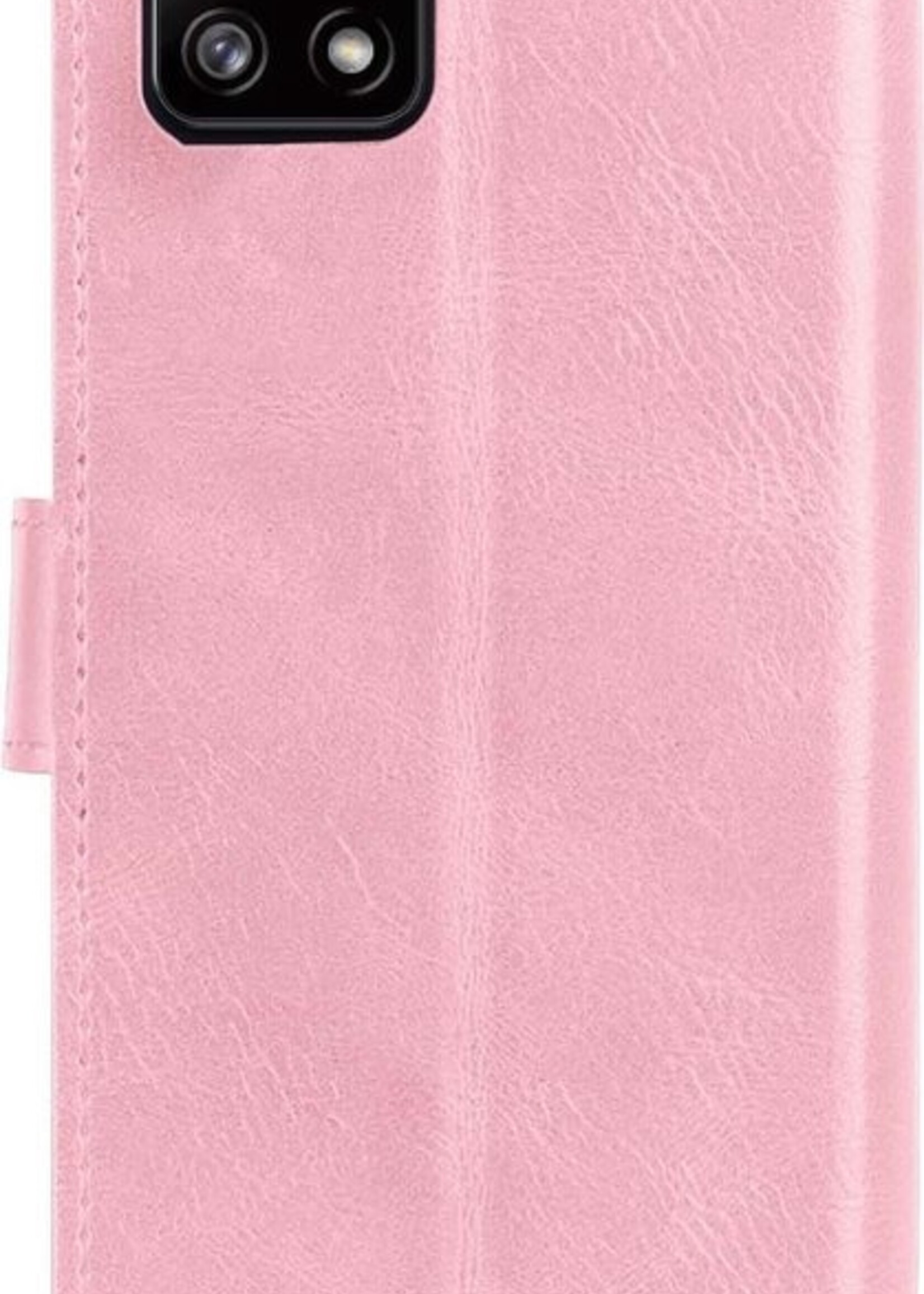 BTH Hoesje Geschikt voor Samsung A22 4G Hoesje Book Case Hoes Portemonnee Cover Walletcase Met Screenprotector - Hoes Geschikt voor Samsung Galaxy A22 4G Hoes Bookcase Hoesje - Lichtroze