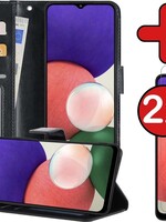 BTH BTH Samsung Galaxy A22 4G Hoesje Bookcase Zwart Met 2x Screenprotector