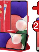 BTH BTH Samsung Galaxy A22 4G Hoesje Bookcase Rood Met 2x Screenprotector