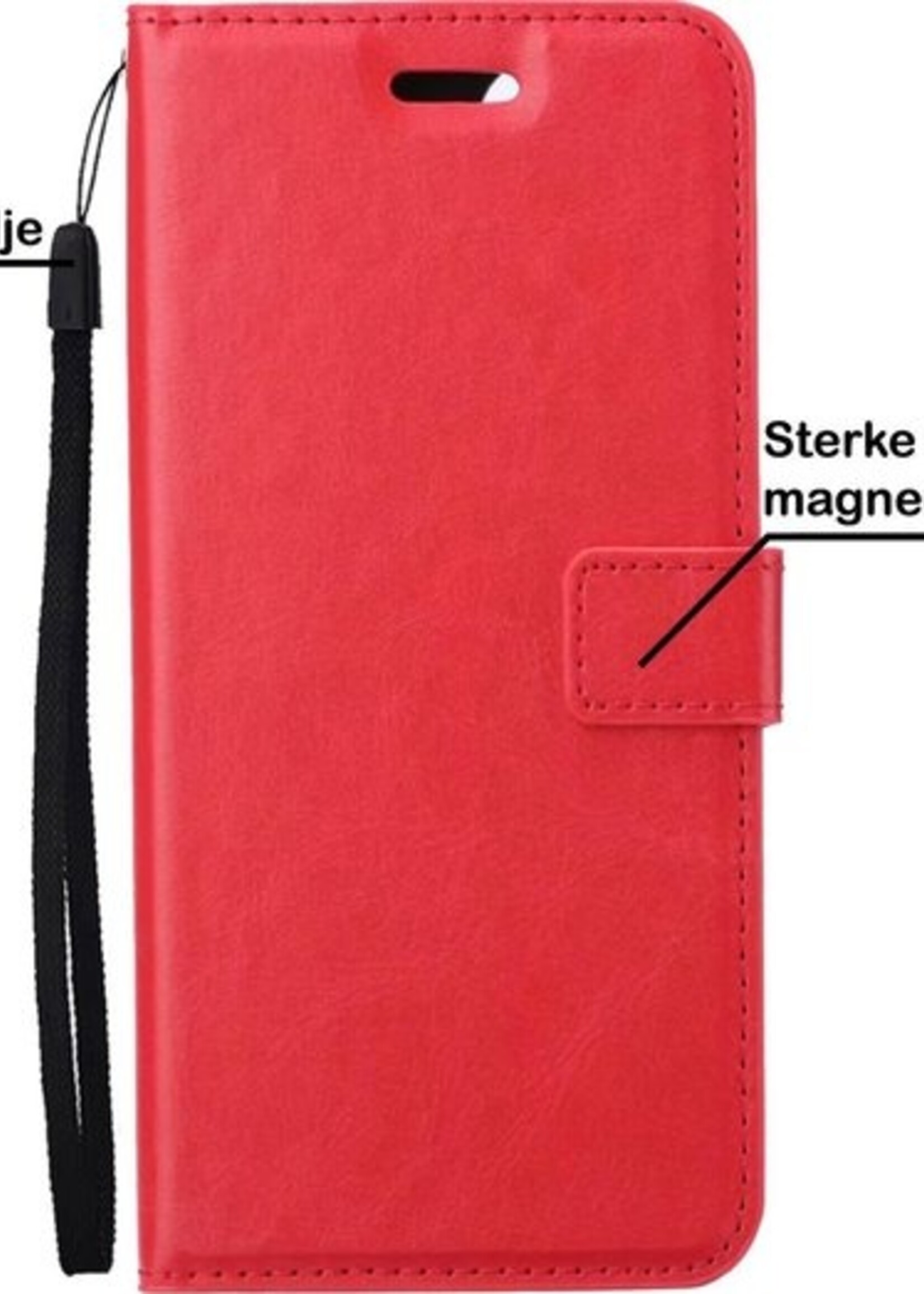 BTH Hoesje Geschikt voor Samsung A22 4G Hoesje Book Case Hoes Portemonnee Cover Walletcase Met 2x Screenprotector - Hoes Geschikt voor Samsung Galaxy A22 4G Hoes Bookcase Hoesje - Rood