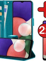 BTH BTH Samsung Galaxy A22 4G Hoesje Bookcase Turquoise Met 2x Screenprotector