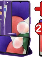 BTH BTH Samsung Galaxy A22 4G Hoesje Bookcase Paars Met 2x Screenprotector