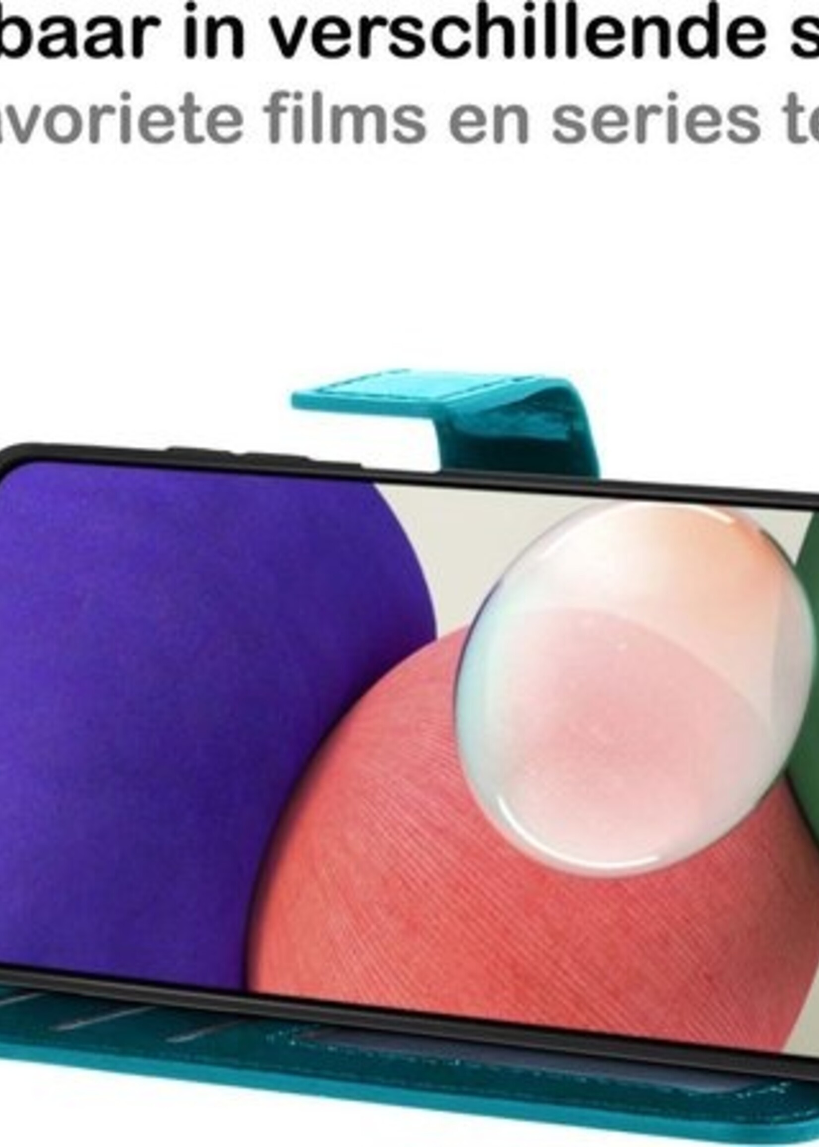 BTH Hoesje Geschikt voor Samsung A22 5G Hoesje Book Case Hoes Portemonnee Cover Walletcase Met Screenprotector - Hoes Geschikt voor Samsung Galaxy A22 5G Hoes Bookcase Hoesje - Turquoise