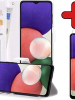 BTH BTH Samsung Galaxy A22 5G Hoesje Bookcase Wit Met Screenprotector
