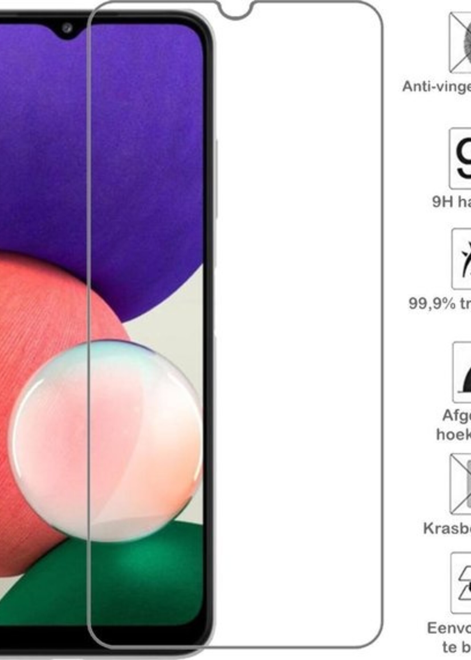 BTH Hoesje Geschikt voor Samsung A22 5G Hoesje Book Case Hoes Portemonnee Cover Walletcase Met 2x Screenprotector - Hoes Geschikt voor Samsung Galaxy A22 5G Hoes Bookcase Hoesje - Bruin