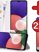 BTH BTH Samsung Galaxy A22 5G Hoesje Bookcase Wit Met 2x Screenprotector
