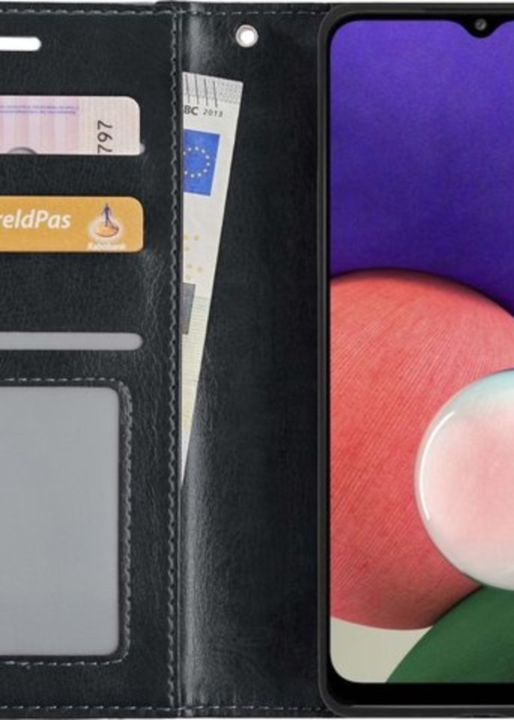 BTH Hoesje Geschikt voor Samsung A22 4G Hoesje Book Case Hoes Portemonnee Cover Walletcase - Hoes Geschikt voor Samsung Galaxy A22 4G Hoes Bookcase Hoesje - Zwart