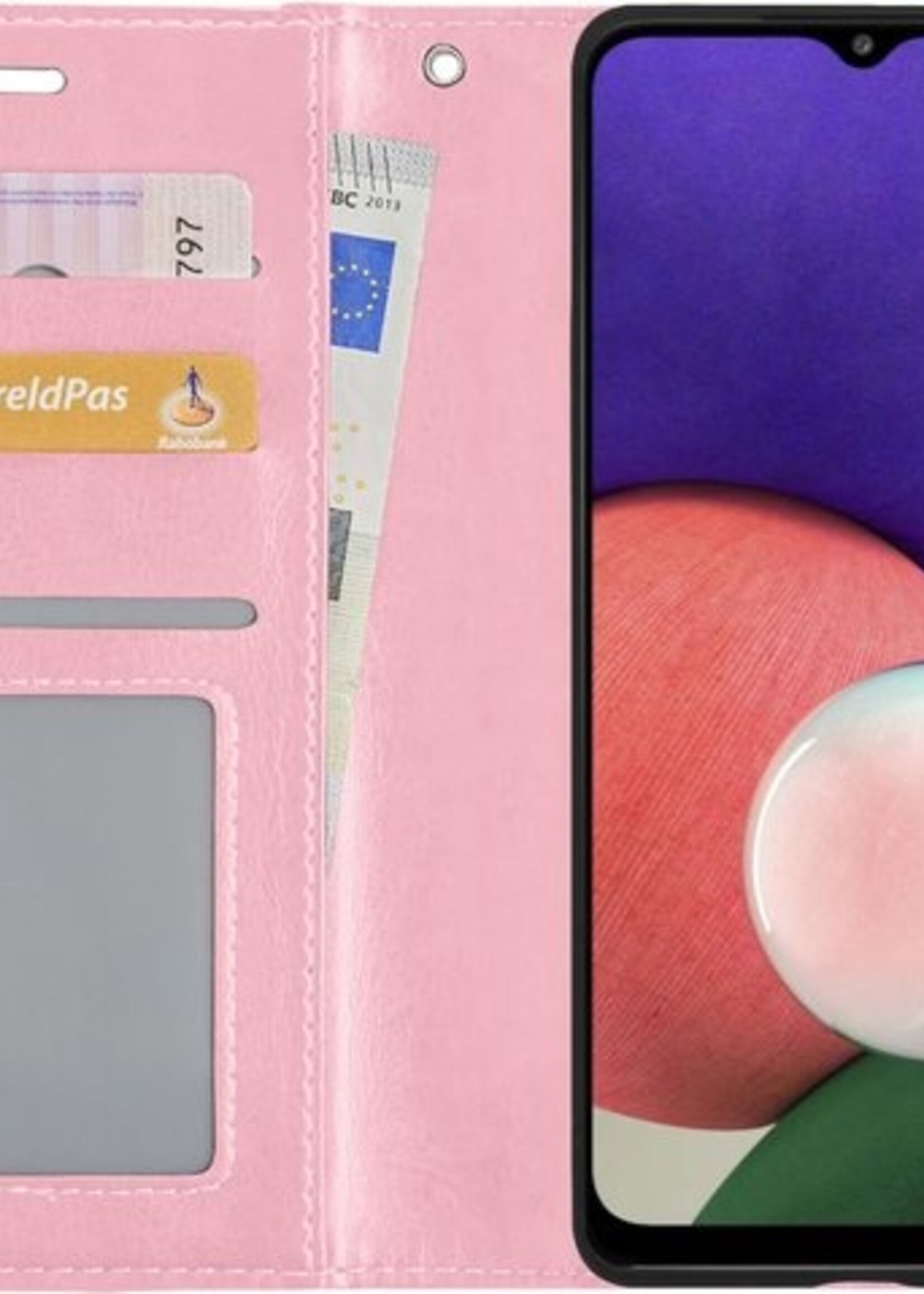 BTH Hoesje Geschikt voor Samsung A22 4G Hoesje Book Case Hoes Portemonnee Cover Walletcase - Hoes Geschikt voor Samsung Galaxy A22 4G Hoes Bookcase Hoesje - Roze