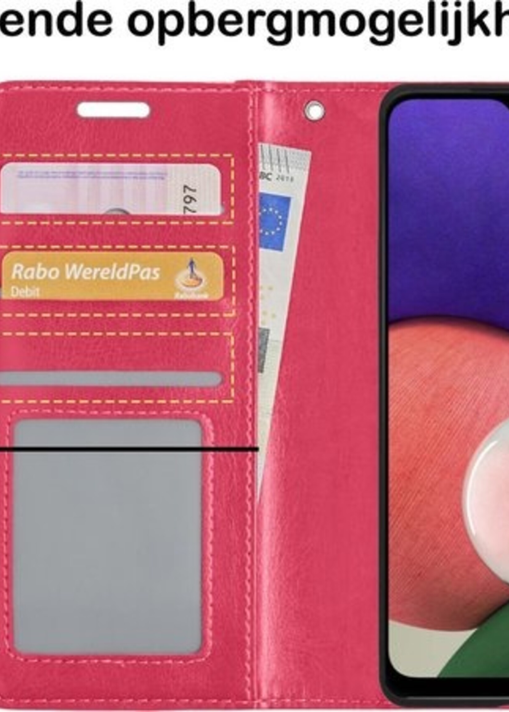 BTH Hoesje Geschikt voor Samsung A22 4G Hoesje Book Case Hoes Portemonnee Cover Walletcase - Hoes Geschikt voor Samsung Galaxy A22 4G Hoes Bookcase Hoesje - Roze