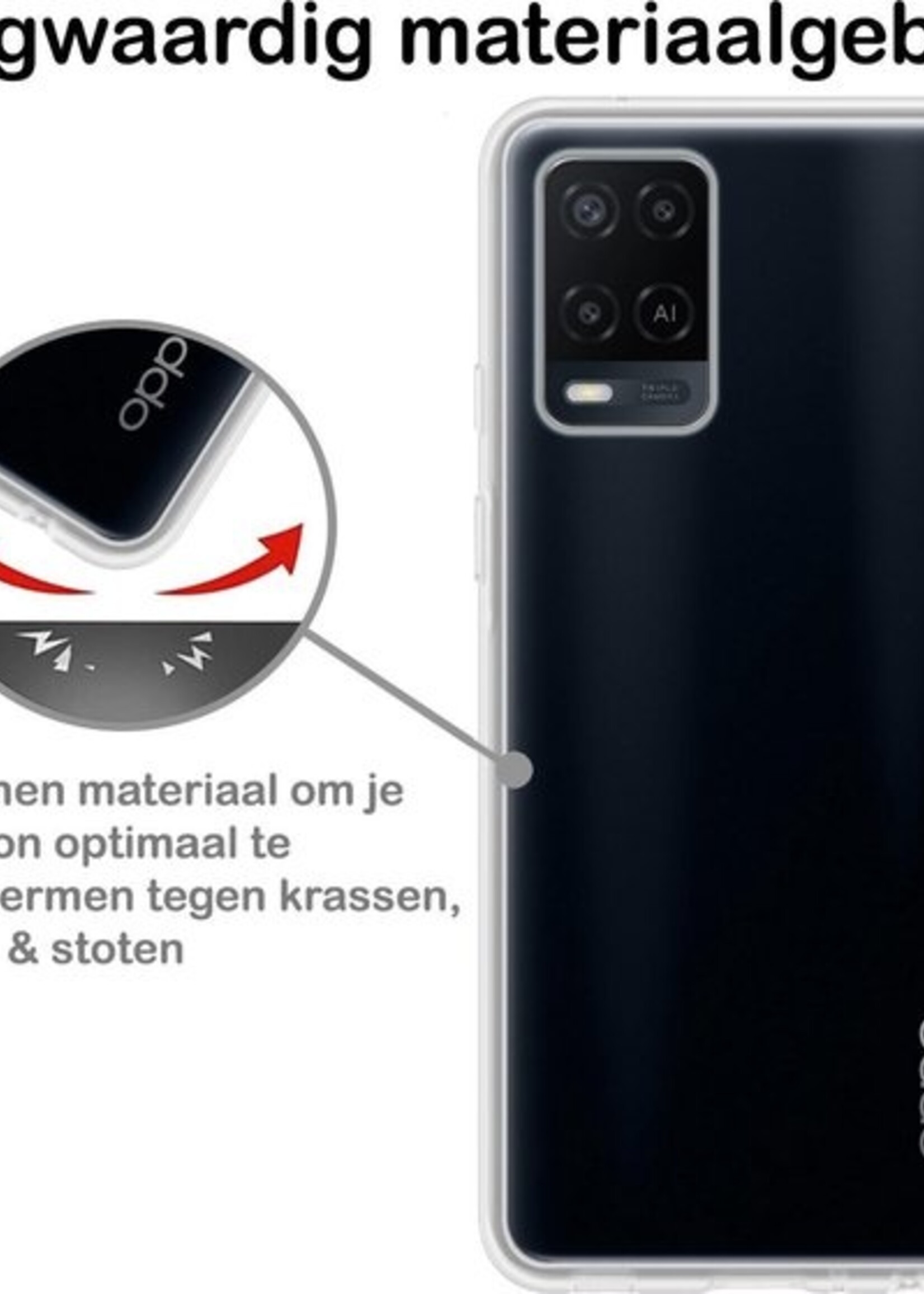 BTH Hoesje Geschikt voor OPPO A54 Hoesje Siliconen Case Hoes Met Screenprotector - Hoes Geschikt voor OPPO A54 Hoes Cover Case - Transparant