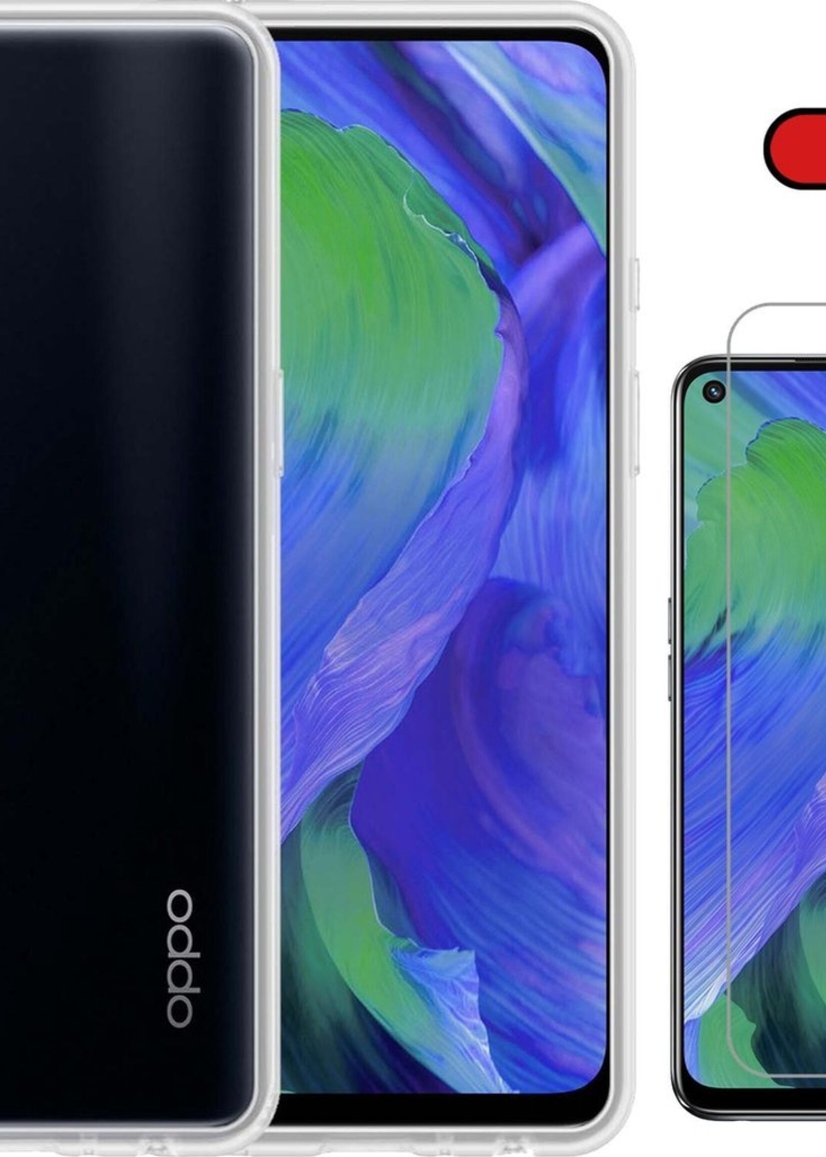 BTH Hoesje Geschikt voor OPPO A54 Hoesje Siliconen Case Hoes Met 2x Screenprotector - Hoes Geschikt voor OPPO A54 Hoes Cover Case - Transparant