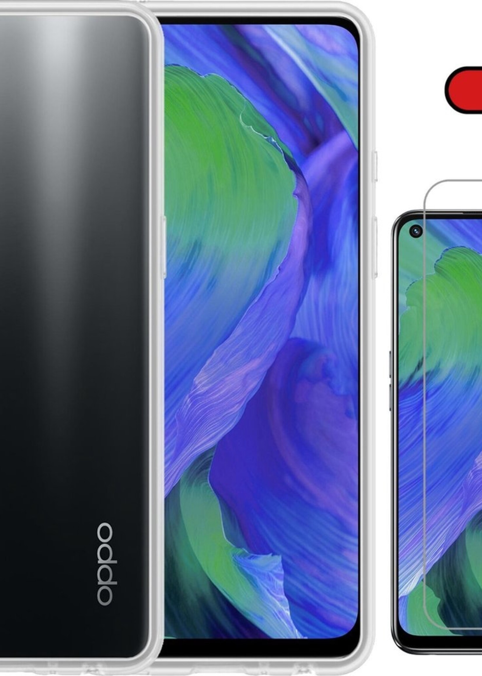BTH Hoesje Geschikt voor OPPO A54 5G Hoesje Siliconen Case Hoes Met 2x Screenprotector - Hoes Geschikt voor OPPO A54 5G Hoes Cover Case - Transparant