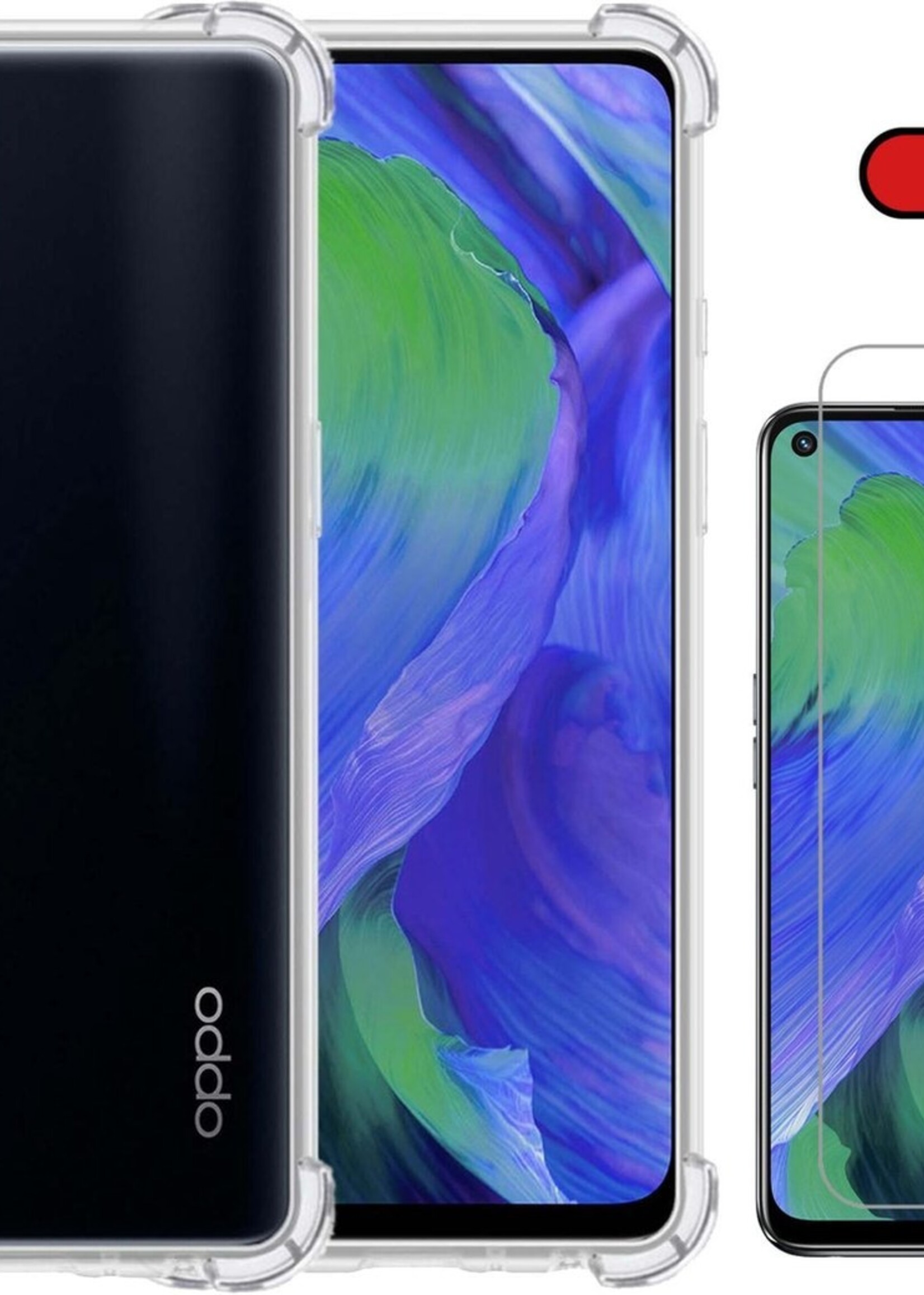 BTH Hoesje Geschikt voor OPPO A54 Hoesje Siliconen Shock Proof Case Hoes Met Screenprotector - Hoes Geschikt voor OPPO A54 Hoes Cover Case Shockproof - Transparant
