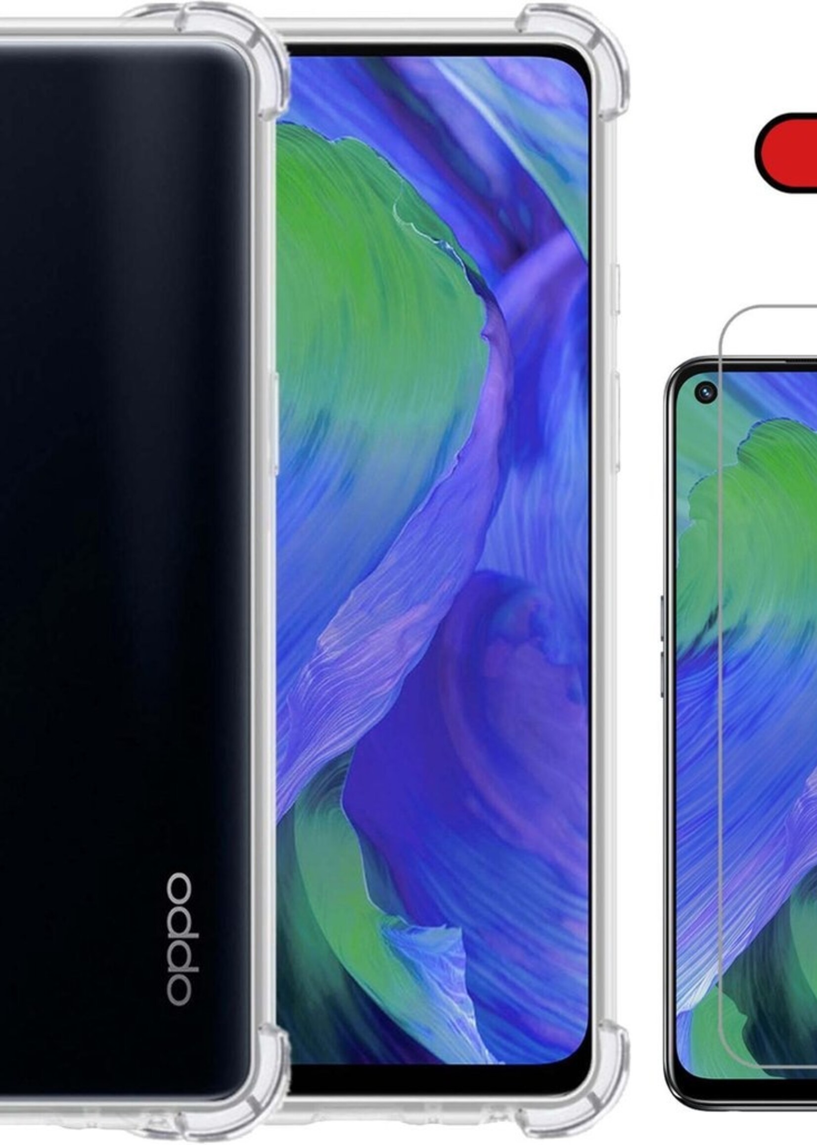 BTH Hoesje Geschikt voor OPPO A54 Hoesje Siliconen Shock Proof Case Hoes Met 2x Screenprotector - Hoes Geschikt voor OPPO A54 Hoes Cover Case Shockproof - Transparant