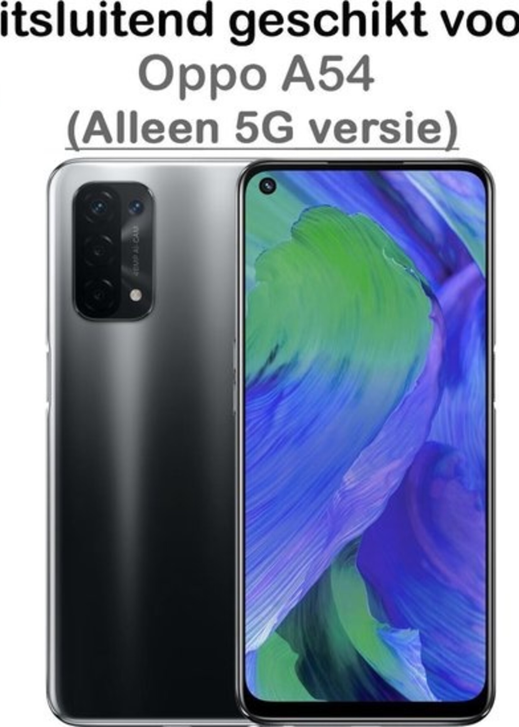 BTH Hoesje Geschikt voor OPPO A54 5G Hoesje Siliconen Shock Proof Case Hoes Met Screenprotector - Hoes Geschikt voor OPPO A54 5G Hoes Cover Case Shockproof - Transparant