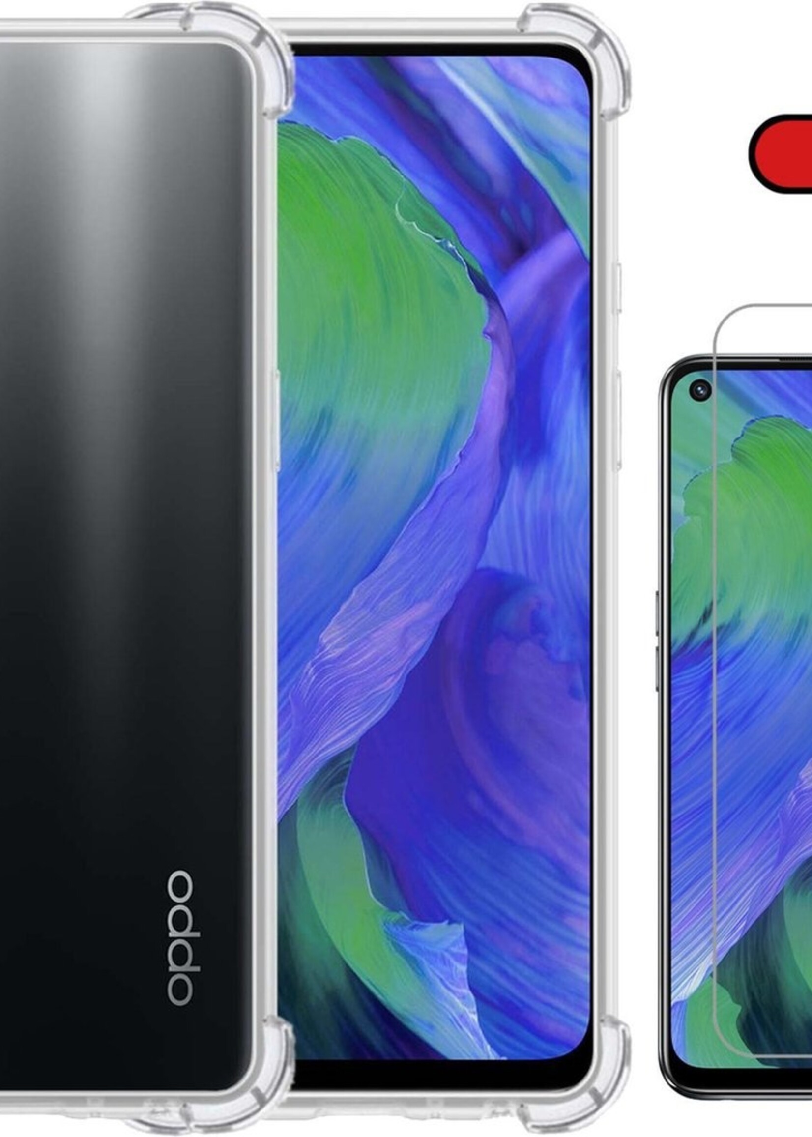 BTH Hoesje Geschikt voor OPPO A54 5G Hoesje Siliconen Shock Proof Case Hoes Met 2x Screenprotector - Hoes Geschikt voor OPPO A54 5G Hoes Cover Case Shockproof - Transparant