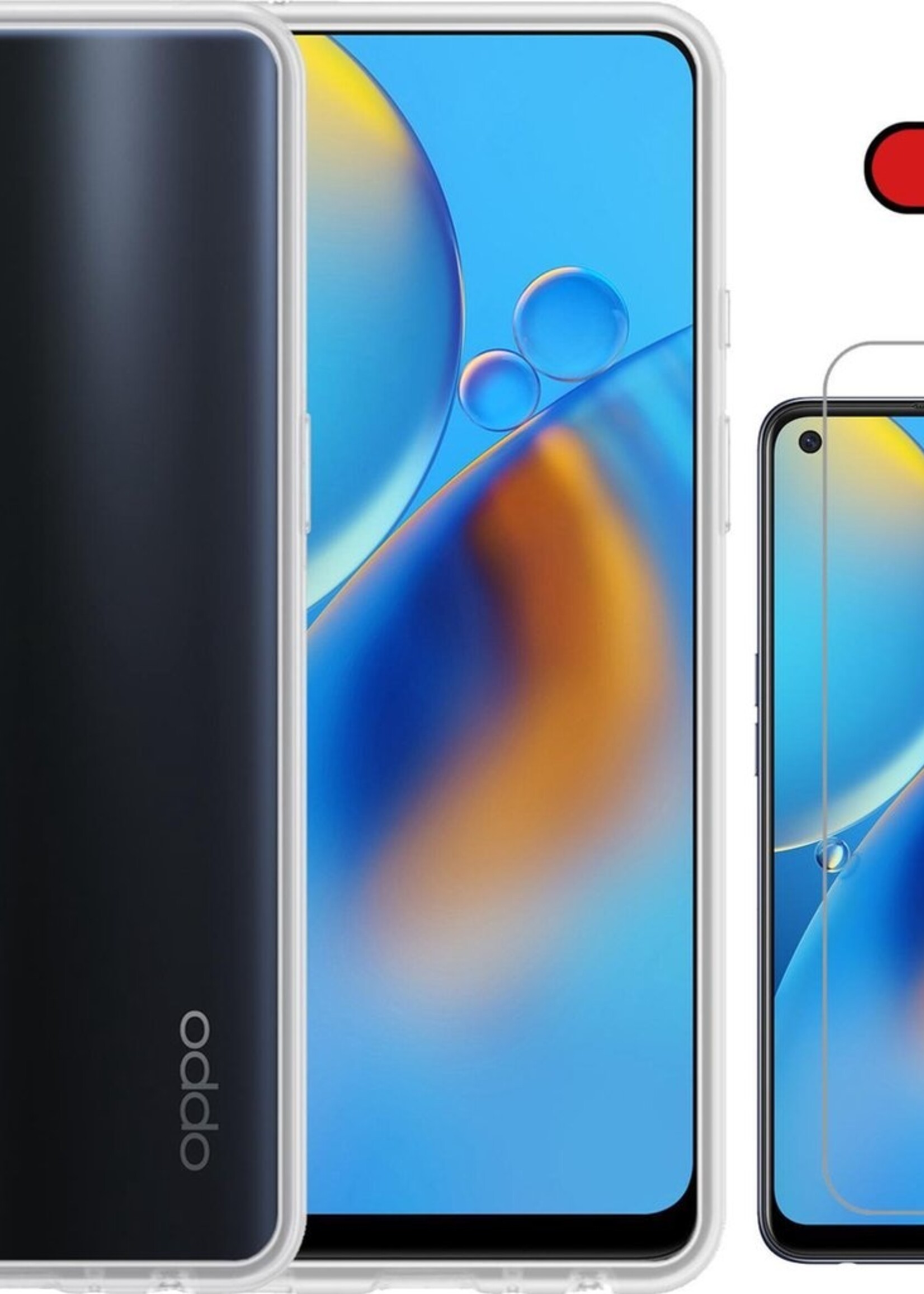 BTH Hoesje Geschikt voor OPPO A74 4G Hoesje Siliconen Case Hoes Met Screenprotector - Hoes Geschikt voor OPPO A74 4G Hoes Cover Case - Transparant