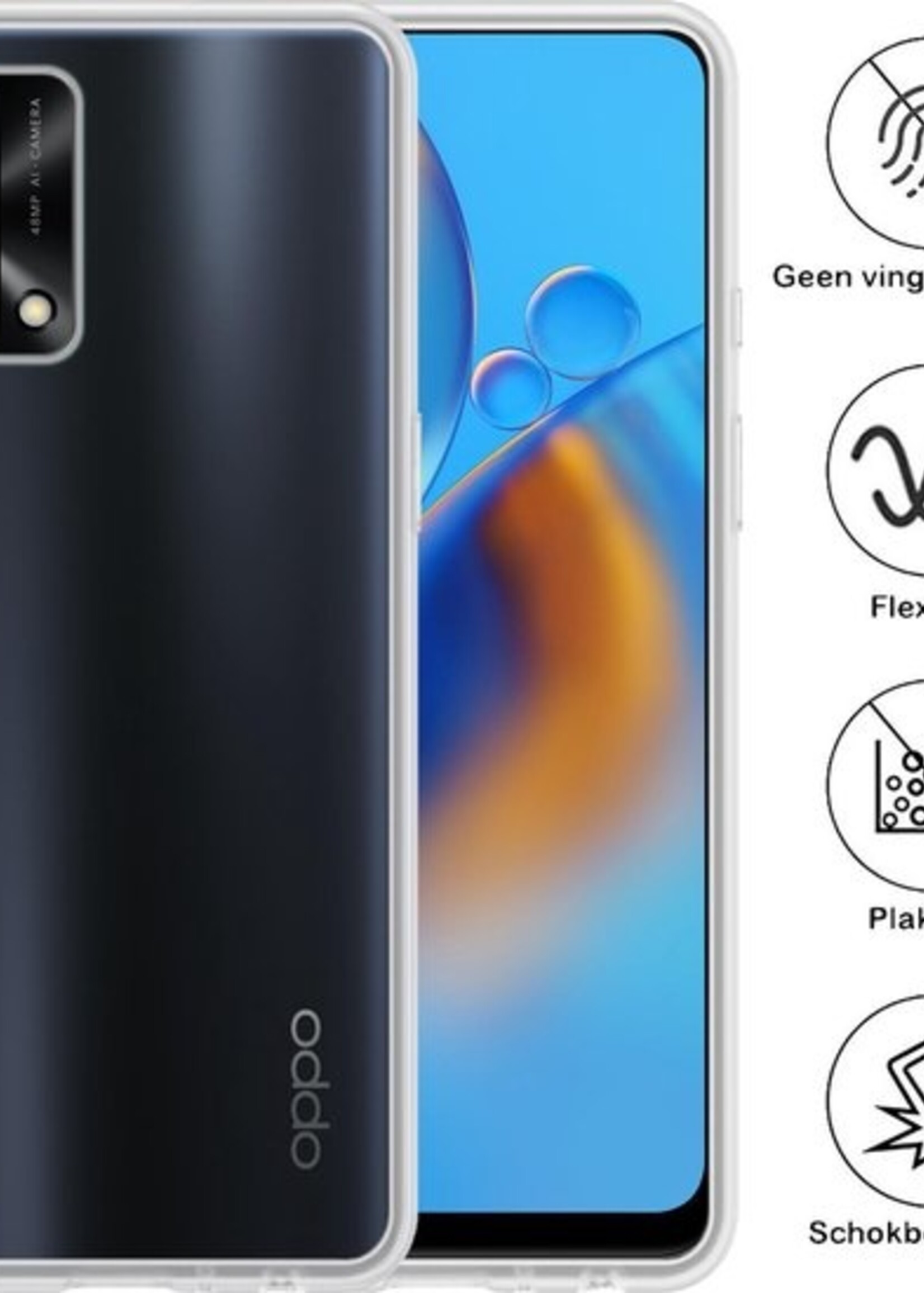 BTH Hoesje Geschikt voor OPPO A74 4G Hoesje Siliconen Case Hoes Met Screenprotector - Hoes Geschikt voor OPPO A74 4G Hoes Cover Case - Transparant