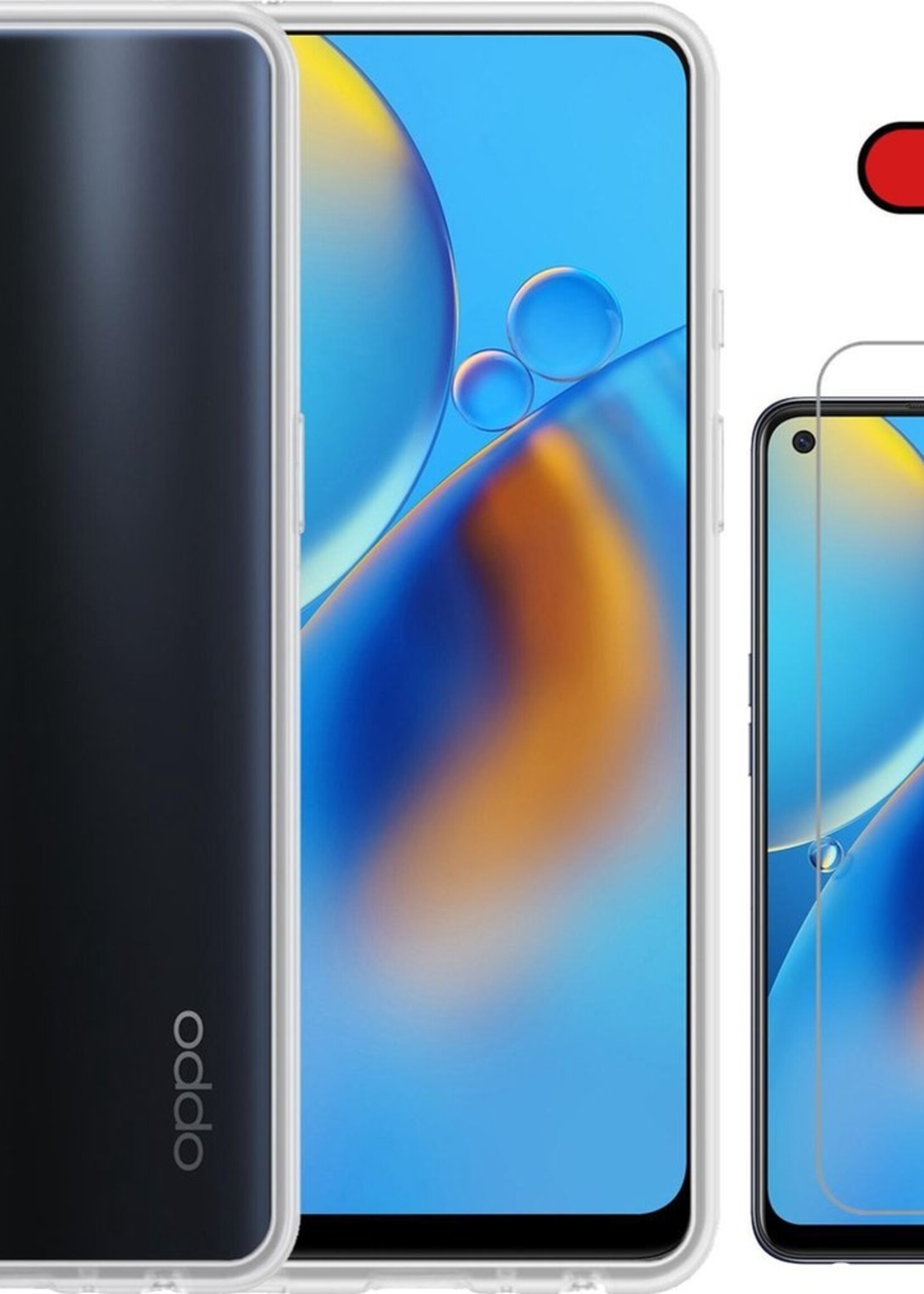 BTH Hoesje Geschikt voor OPPO A74 4G Hoesje Siliconen Case Hoes Met 2x Screenprotector - Hoes Geschikt voor OPPO A74 4G Hoes Cover Case - Transparant