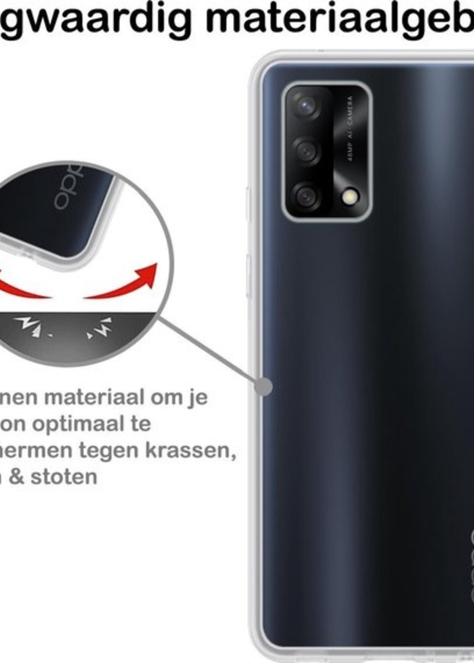 BTH Hoesje Geschikt voor OPPO A74 4G Hoesje Siliconen Case Hoes Met 2x Screenprotector - Hoes Geschikt voor OPPO A74 4G Hoes Cover Case - Transparant
