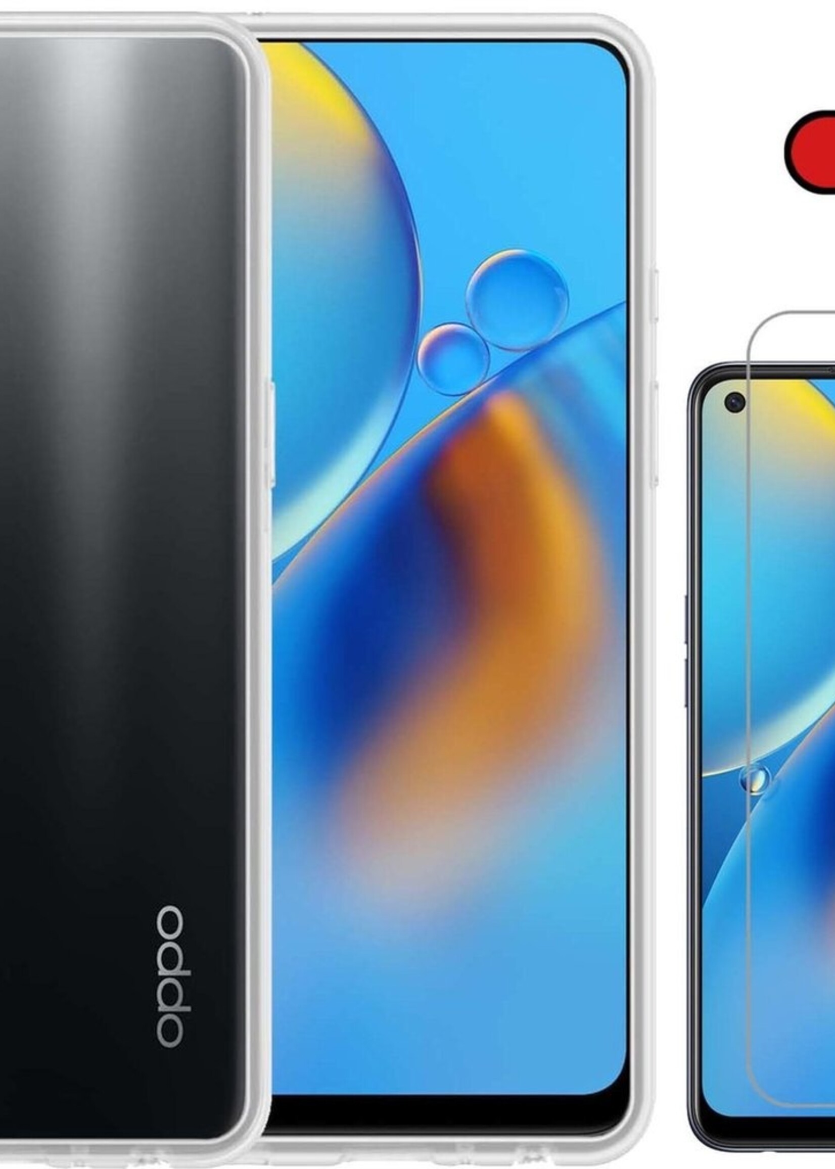 BTH Hoesje Geschikt voor OPPO A74 5G Hoesje Siliconen Case Hoes Met Screenprotector - Hoes Geschikt voor OPPO A74 5G Hoes Cover Case - Transparant