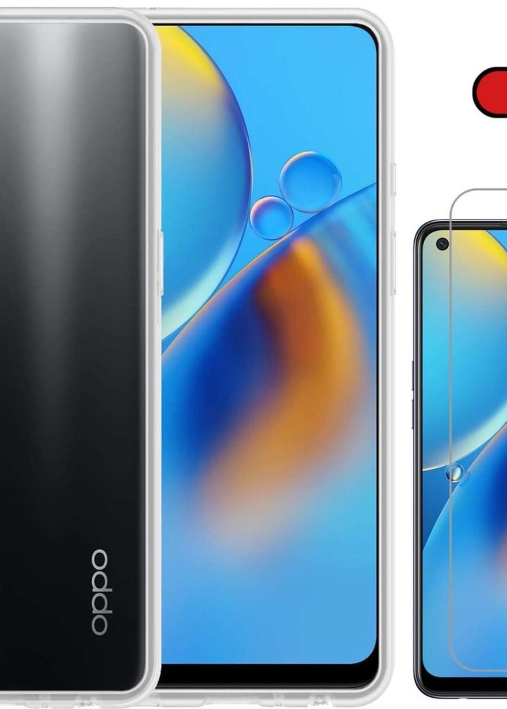 BTH Hoesje Geschikt voor OPPO A74 5G Hoesje Siliconen Case Hoes Met 2x Screenprotector - Hoes Geschikt voor OPPO A74 5G Hoes Cover Case - Transparant