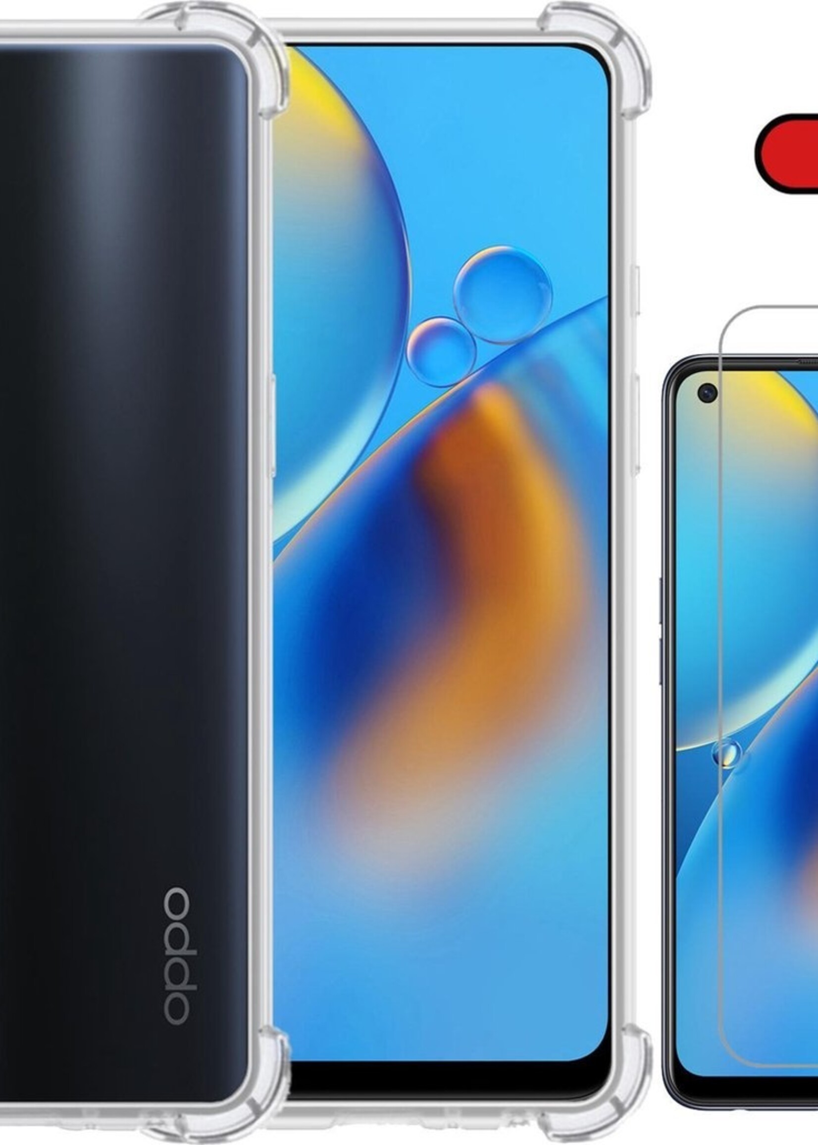 BTH Hoesje Geschikt voor OPPO A74 4G Hoesje Siliconen Shock Proof Case Hoes Met 2x Screenprotector - Hoes Geschikt voor OPPO A74 4G Hoes Cover Case Shockproof - Transparant