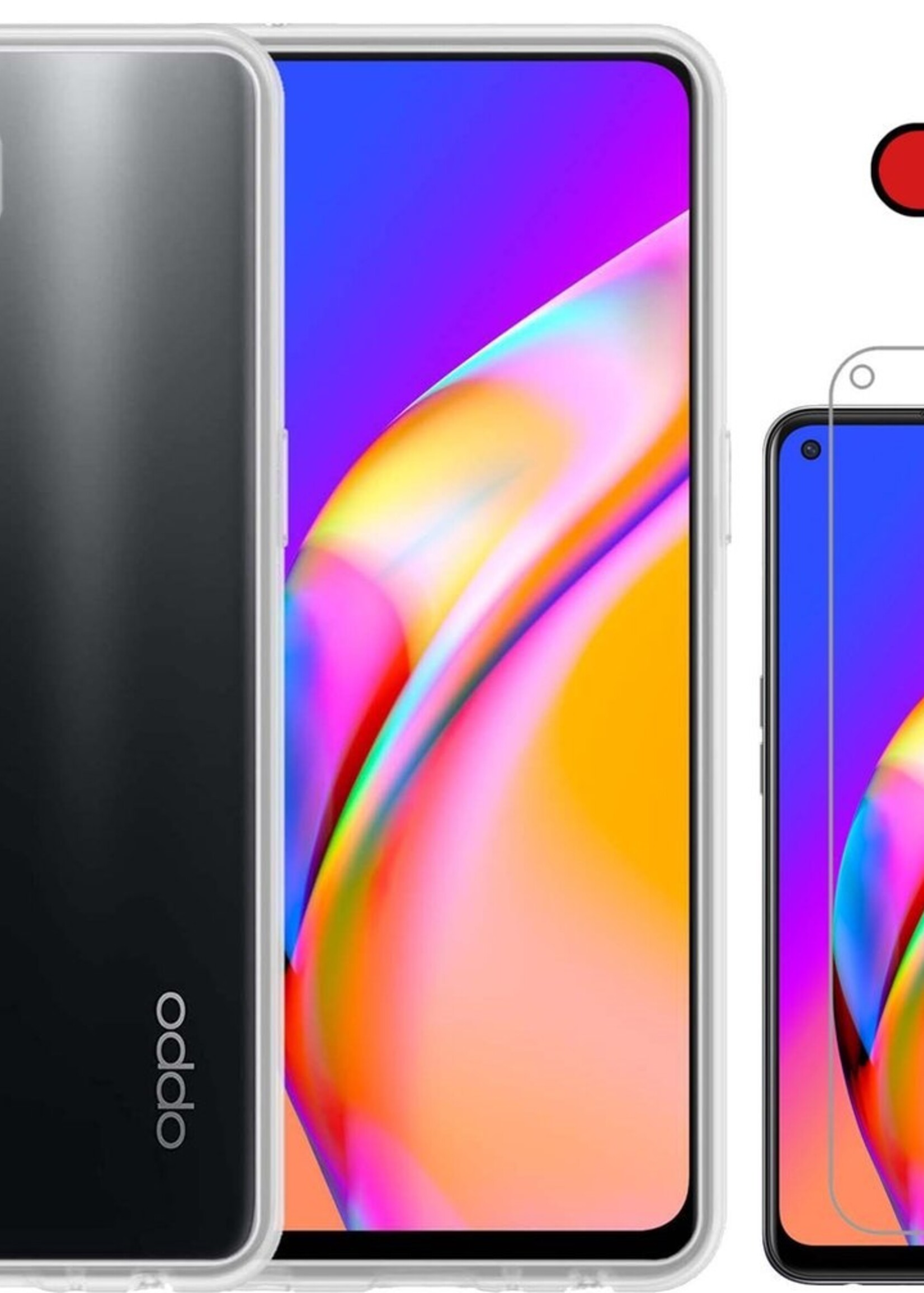 BTH Hoesje Geschikt voor OPPO A94 Hoesje Siliconen Case Hoes Met Screenprotector - Hoes Geschikt voor OPPO A94 Hoes Cover Case - Transparant