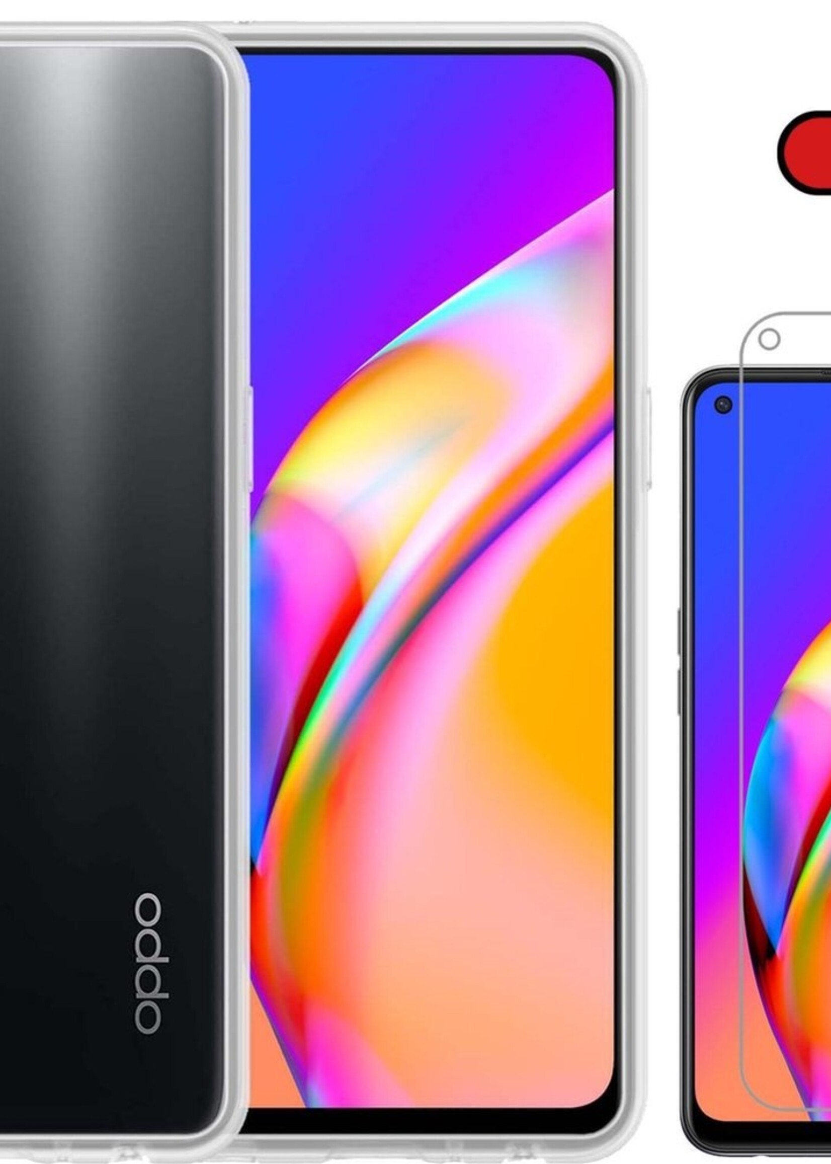 BTH Hoesje Geschikt voor OPPO A94 Hoesje Siliconen Case Hoes Met 2x Screenprotector - Hoes Geschikt voor OPPO A94 Hoes Cover Case - Transparant