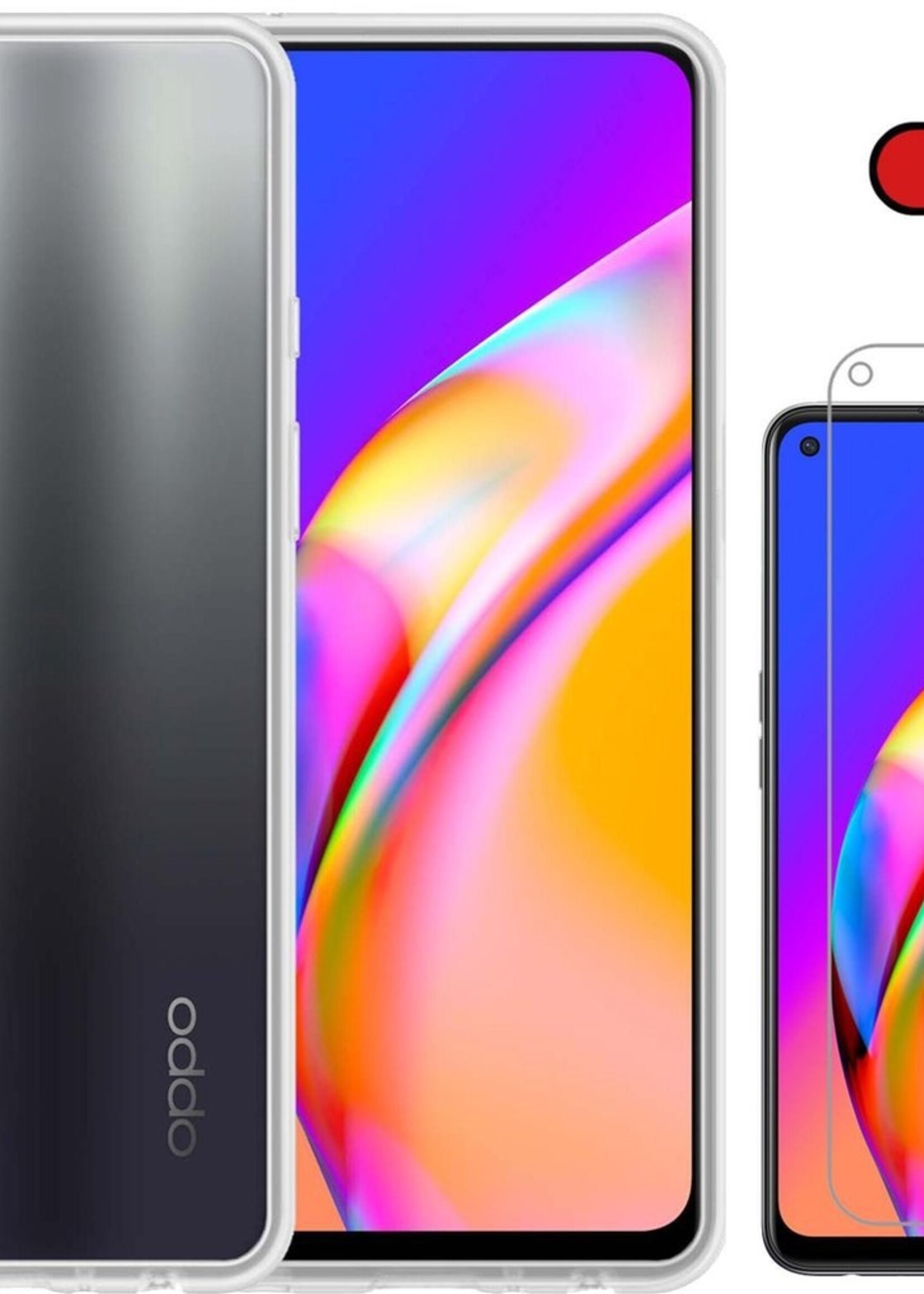 BTH Hoesje Geschikt voor OPPO A94 5G Hoesje Siliconen Case Hoes Met Screenprotector - Hoes Geschikt voor OPPO A94 5G Hoes Cover Case - Transparant