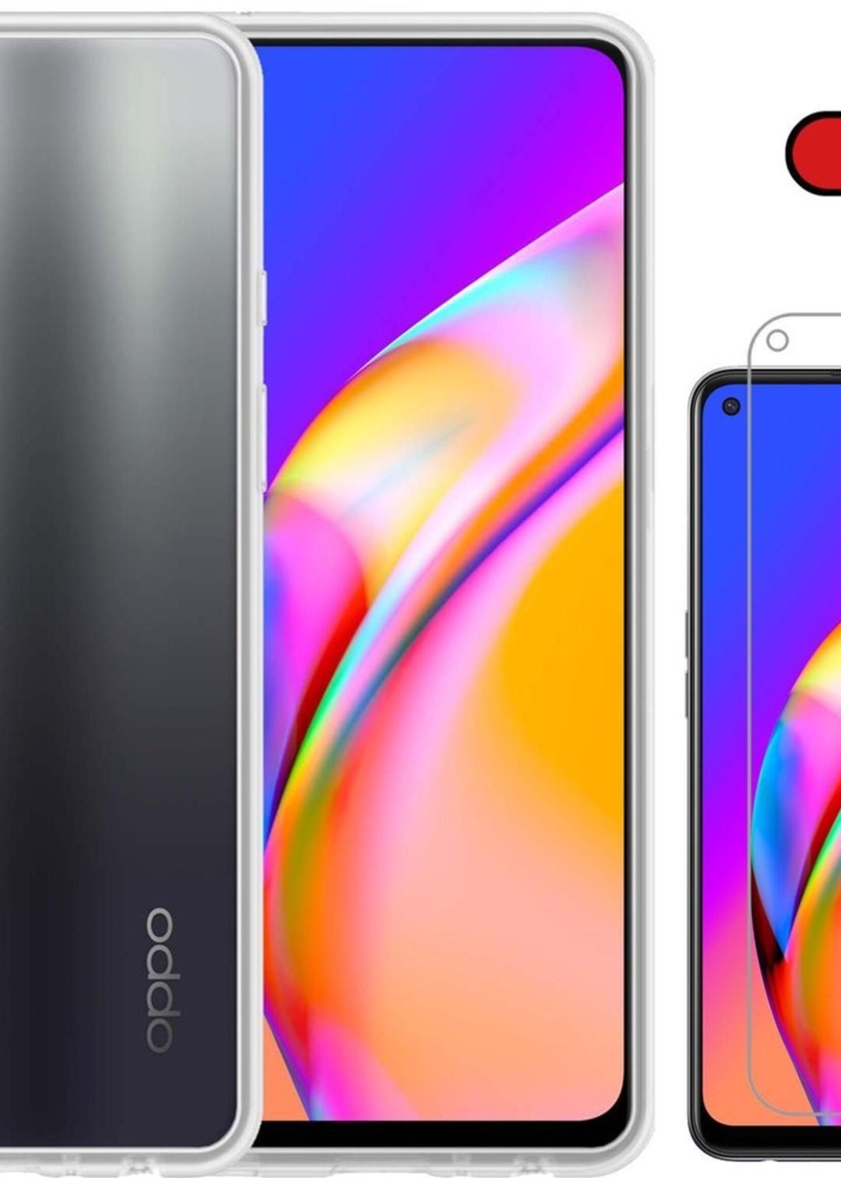 BTH Hoesje Geschikt voor OPPO A94 5G Hoesje Siliconen Case Hoes Met 2x Screenprotector - Hoes Geschikt voor OPPO A94 5G Hoes Cover Case - Transparant