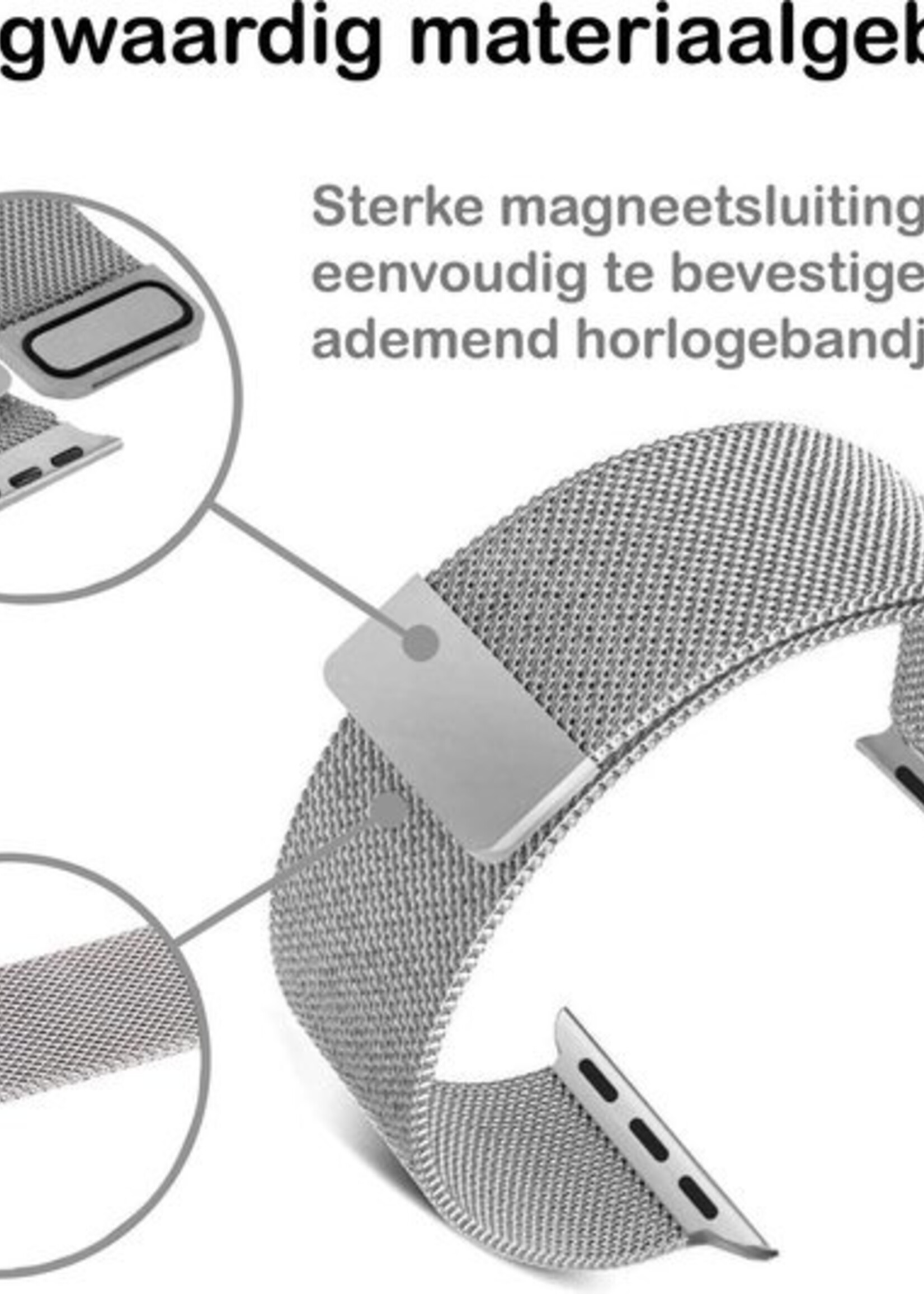 BTH Milanese Horlogeband Geschikt voor Apple Watch 38/40/41 mm Bandje Milanees - Polsbandje Met Magneetsluiting Geschikt voor Apple Watch 38/40/41 mm Bandje Milanees - Zilver & Rose Goud