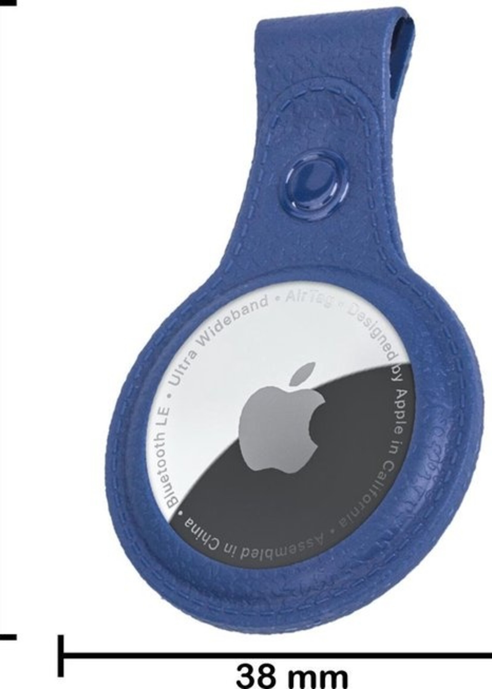 BTH Hoesje Geschikt voor Apple AirTag-Sleutelhanger Leer Hoesje Leder Look - Hoesje Geschikt voor Apple AirTag Hanger Sleutelhanger Hoesje - Donkerblauw - 2 PACK