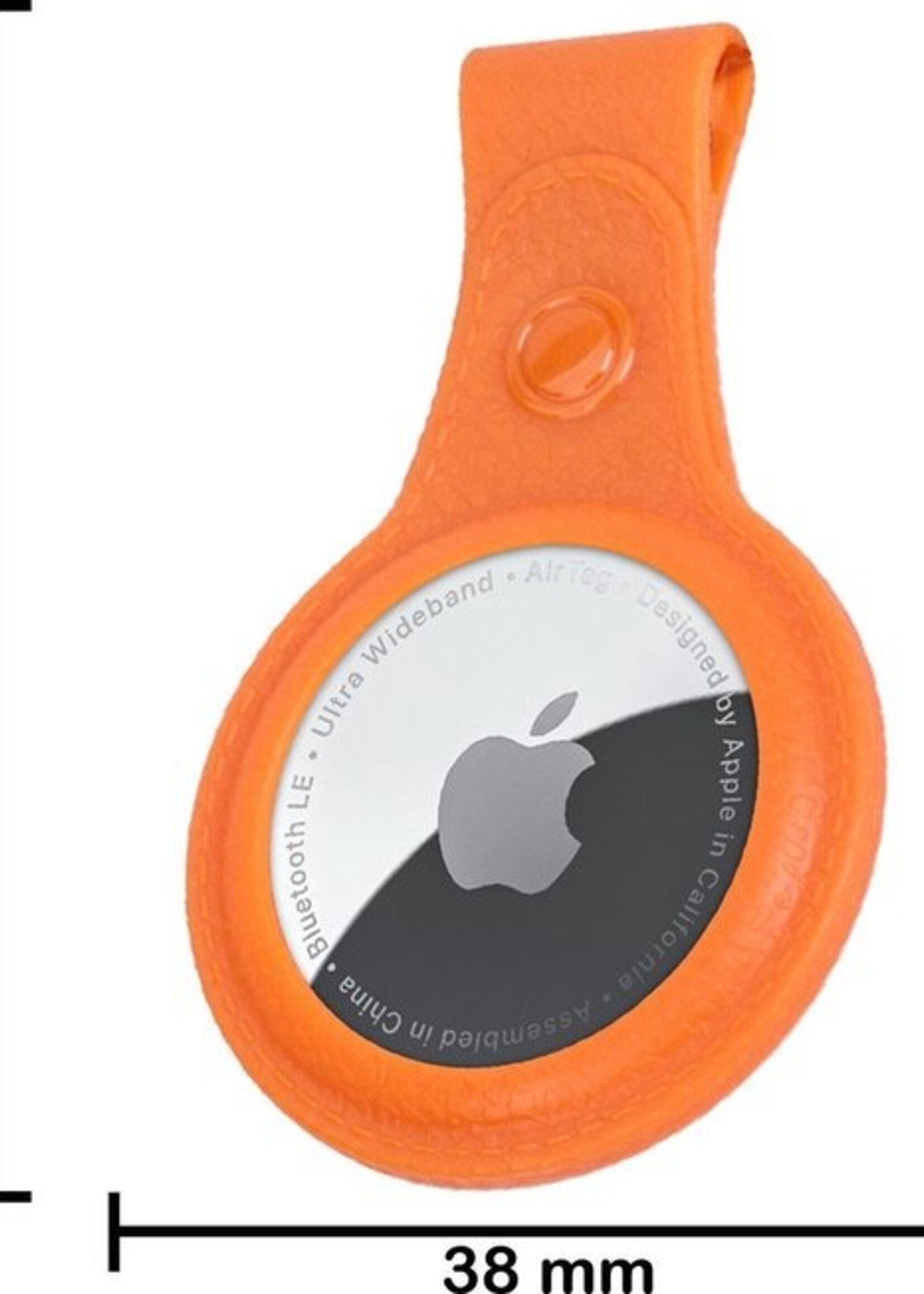 BTH Hoesje Geschikt voor Apple AirTag-Sleutelhanger Leer Hoesje Leder Look - Hoesje Geschikt voor Apple AirTag Hanger Sleutelhanger Hoesje - Oranje - 2 PACK
