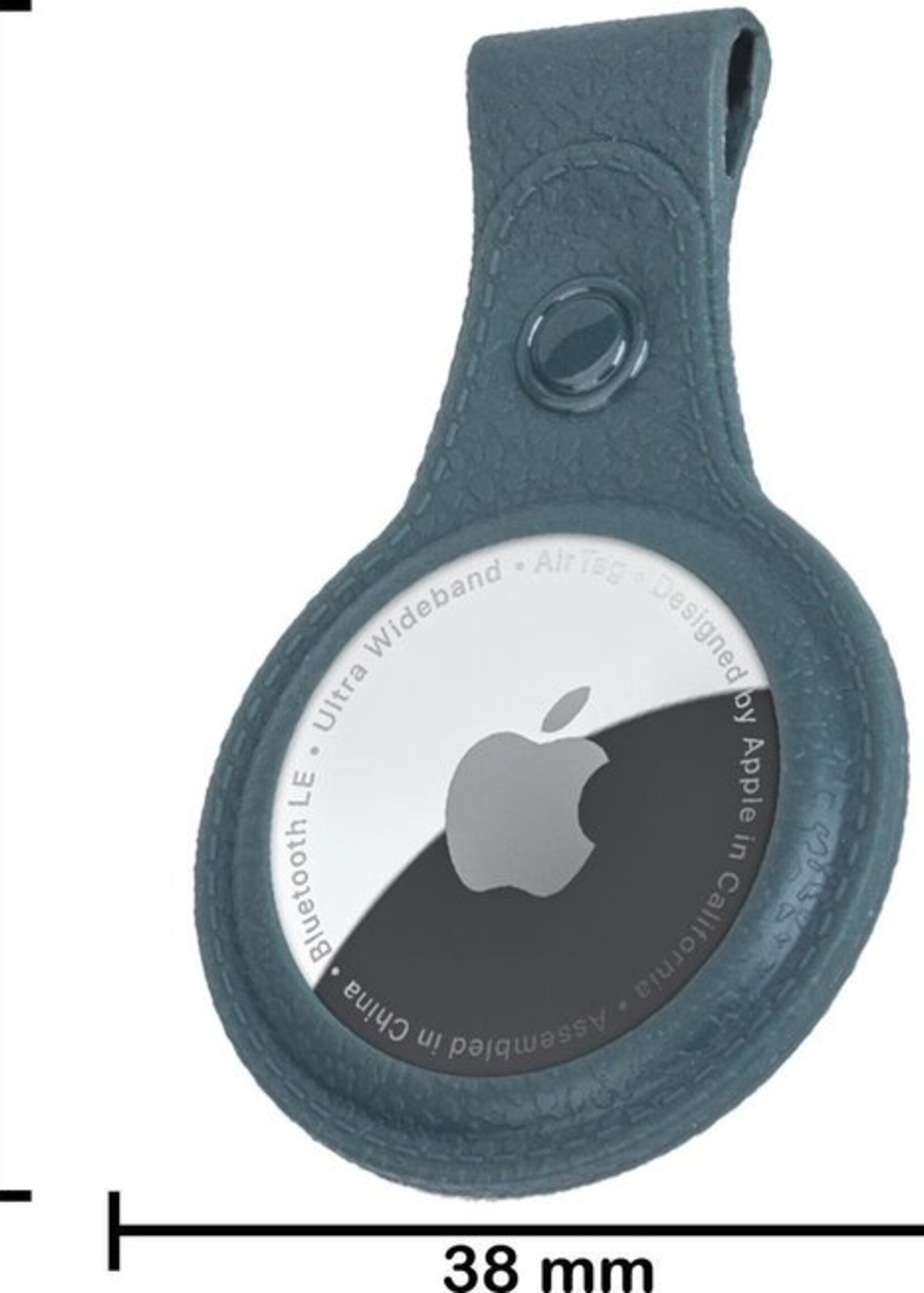 BTH Hoesje Geschikt voor Apple AirTag-Sleutelhanger Leer Hoesje Leder Look - Hoesje Geschikt voor Apple AirTag Hanger Sleutelhanger Hoesje - Donkergroen - 2 PACK