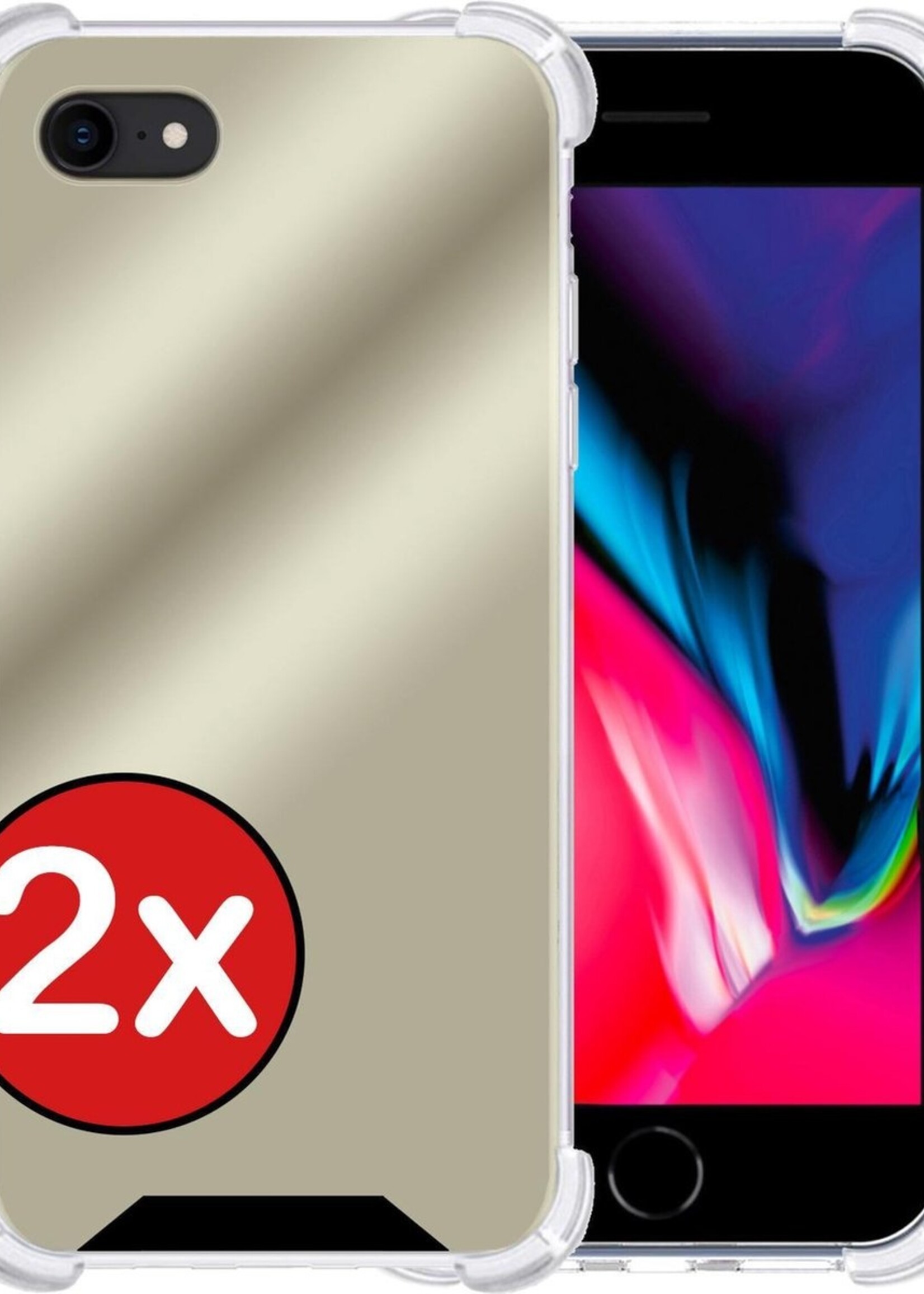 BTH Hoesje Geschikt voor iPhone 7 Hoesje Siliconen Shock Proof Case Hoes - Hoes Geschikt voor iPhone 7 Hoes Cover Case Shockproof - Goud - 2 PACK