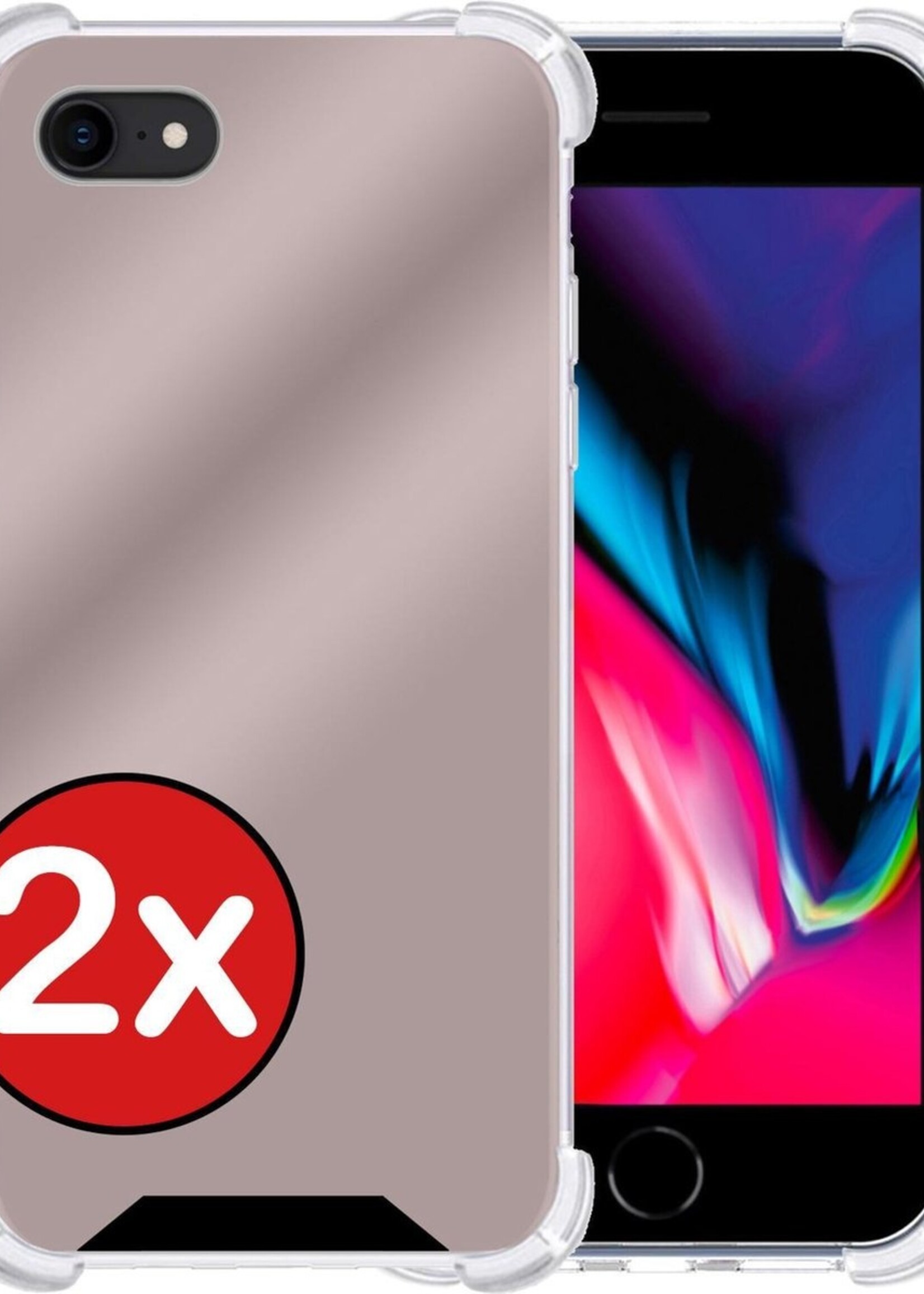 BTH Hoesje Geschikt voor iPhone SE 2020 Hoesje Siliconen Shock Proof Case Hoes - Hoes Geschikt voor iPhone SE (2020) Hoes Cover Case Shockproof - Rosé goud - 2 PACK