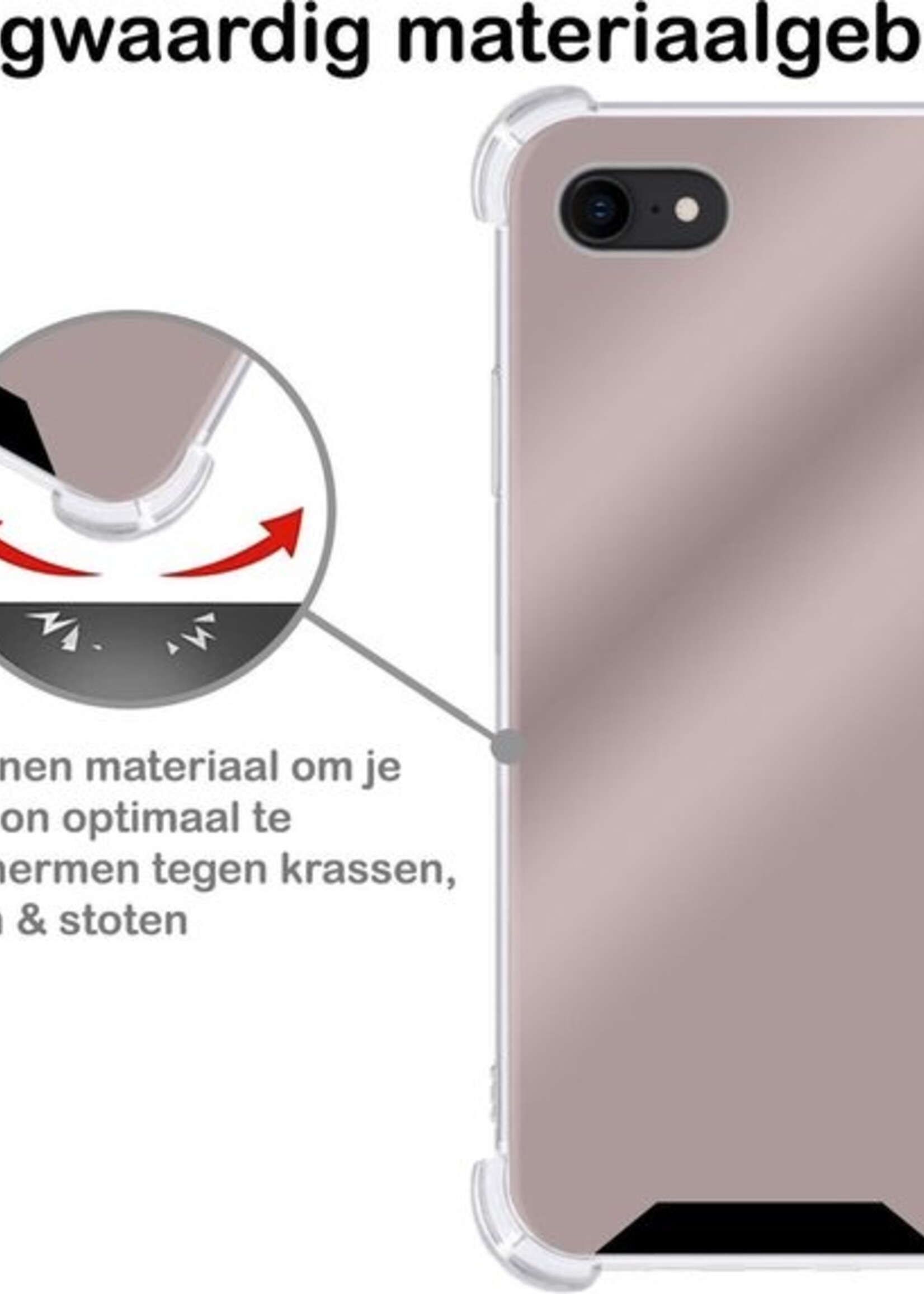 BTH Hoesje Geschikt voor iPhone SE 2020 Hoesje Siliconen Shock Proof Case Hoes - Hoes Geschikt voor iPhone SE (2020) Hoes Cover Case Shockproof - Rosé goud - 2 PACK