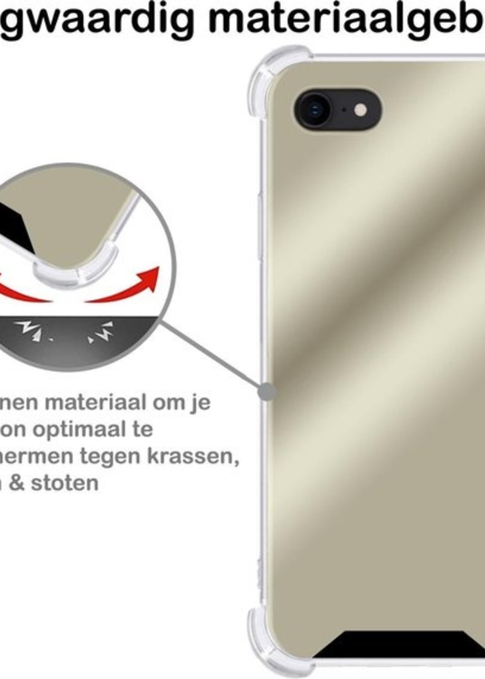 BTH Hoesje Geschikt voor iPhone 7 Hoesje Siliconen Shock Proof Case Hoes Met 2x Screenprotector - Hoes Geschikt voor iPhone 7 Hoes Cover Case Shockproof - Goud